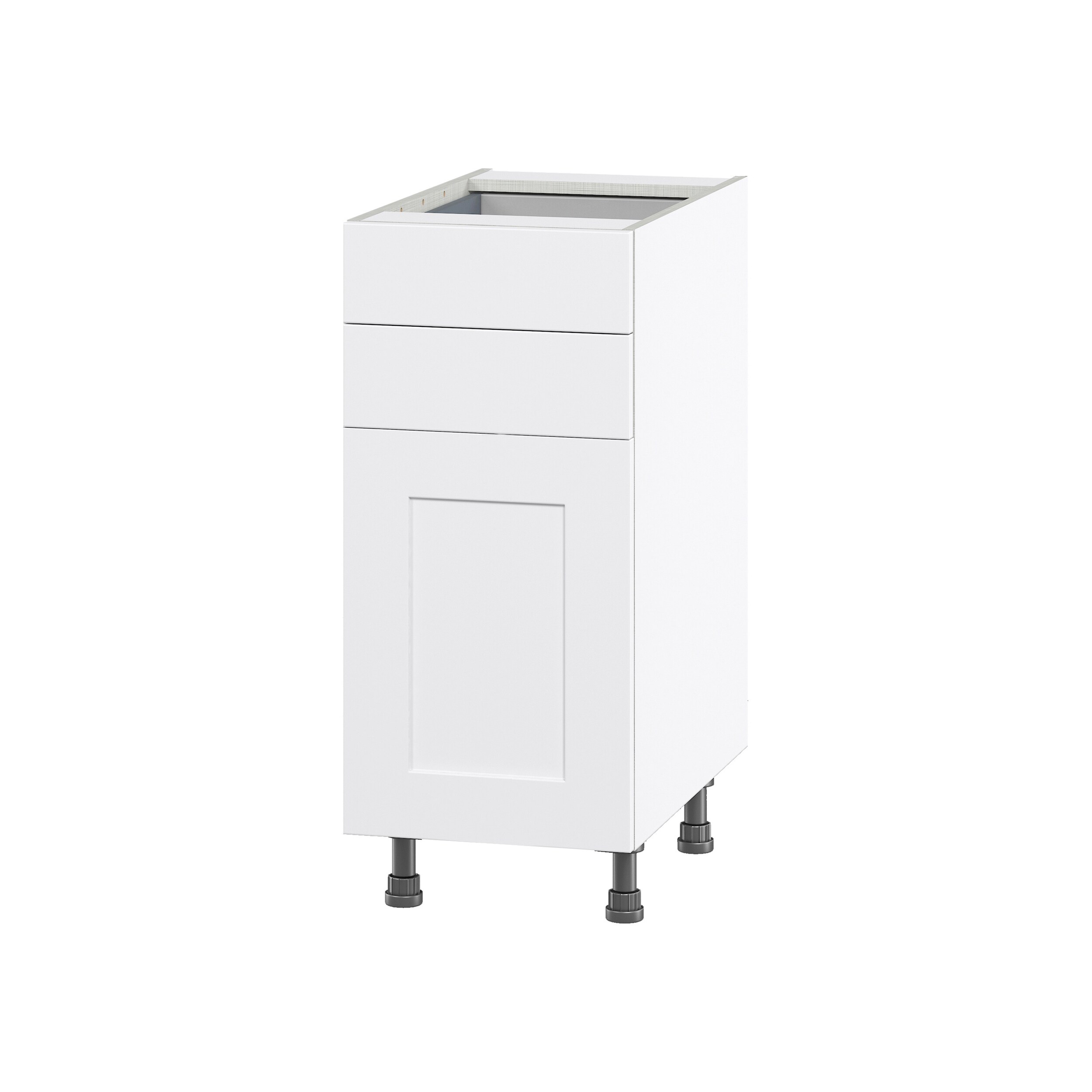 Hugo&Borg DSB15B(L/R)-JO Jolie 15-in W x 34.5-in H x 24-in D Warm White 2 -Drawers Base Fully assembled Cabinet (Flat Panel Shaker)