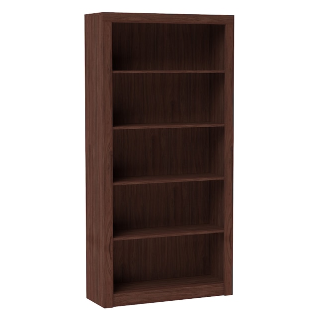 Manhattan Comfort Olinda Nut Brown 5, 8 Inch Deep Bookcase With Doors