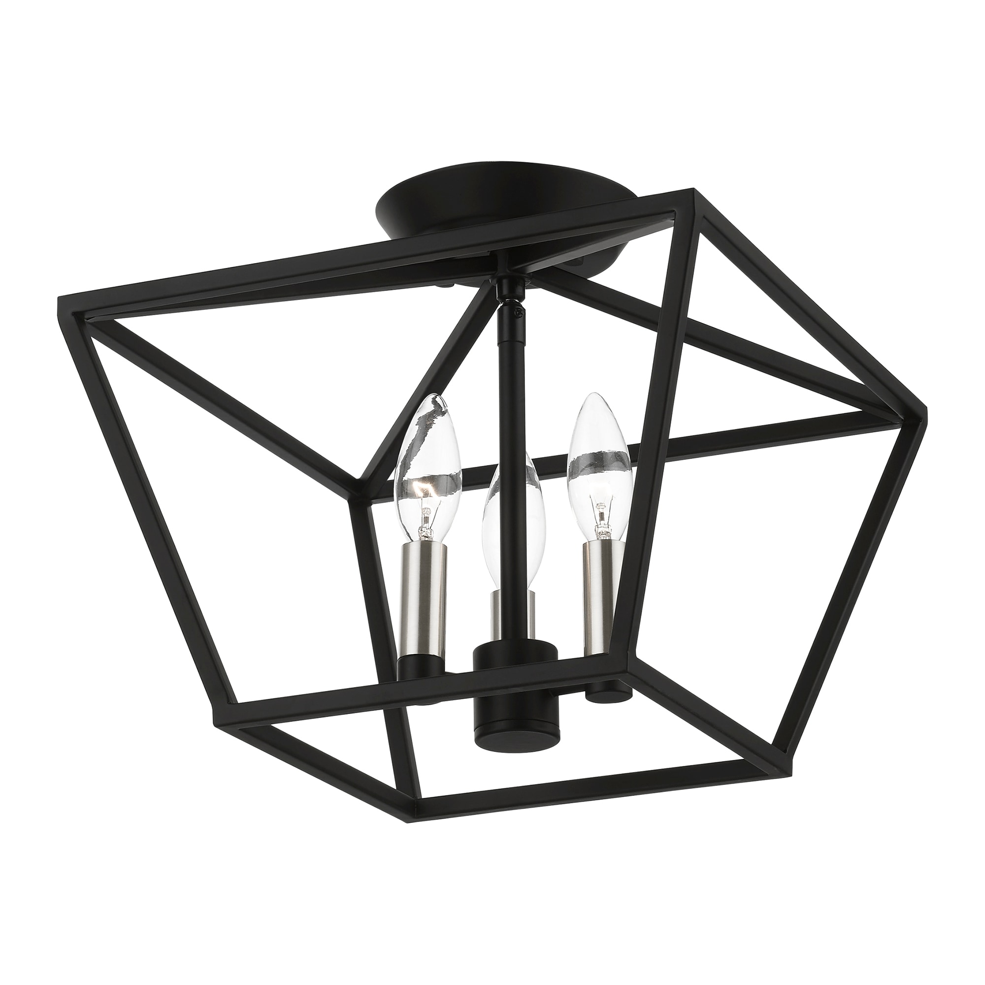 Devone 3-Light Black and Brushed Nickel Semi-Flush Mount