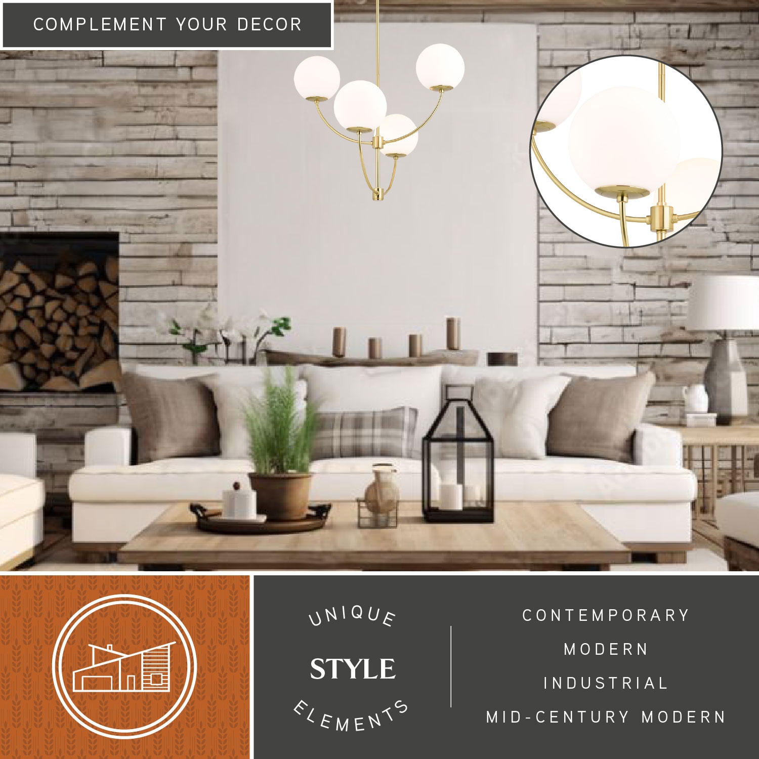 Avers 26" Gold Brass Mid-Century Modern Chandelier with White Globe Glass