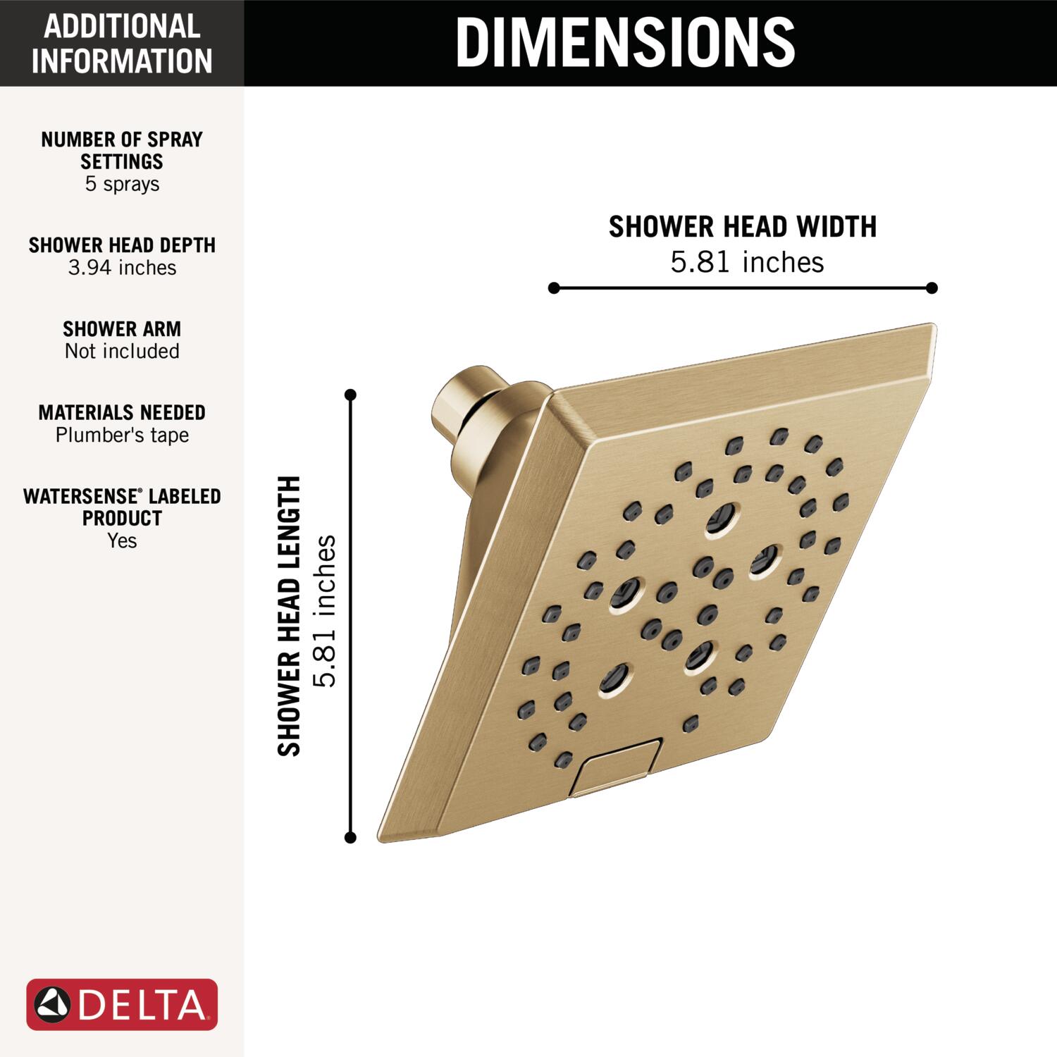 Delta 52664-CZ-PR Fixed-Showerhead - View #2