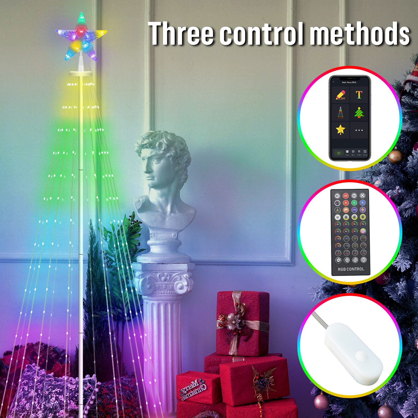 Christmas LED Tree Decoration RGB String Lights Bluetooth App Remote  Control USA