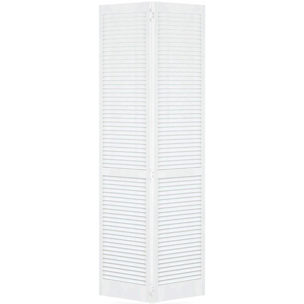 Kimberly Bay DPBTLLW32 Traditional 32-in x 80-in White Louver Smooth Solid core Prefinished Pine Wood Closet Bifold Door ( Hardware Included )