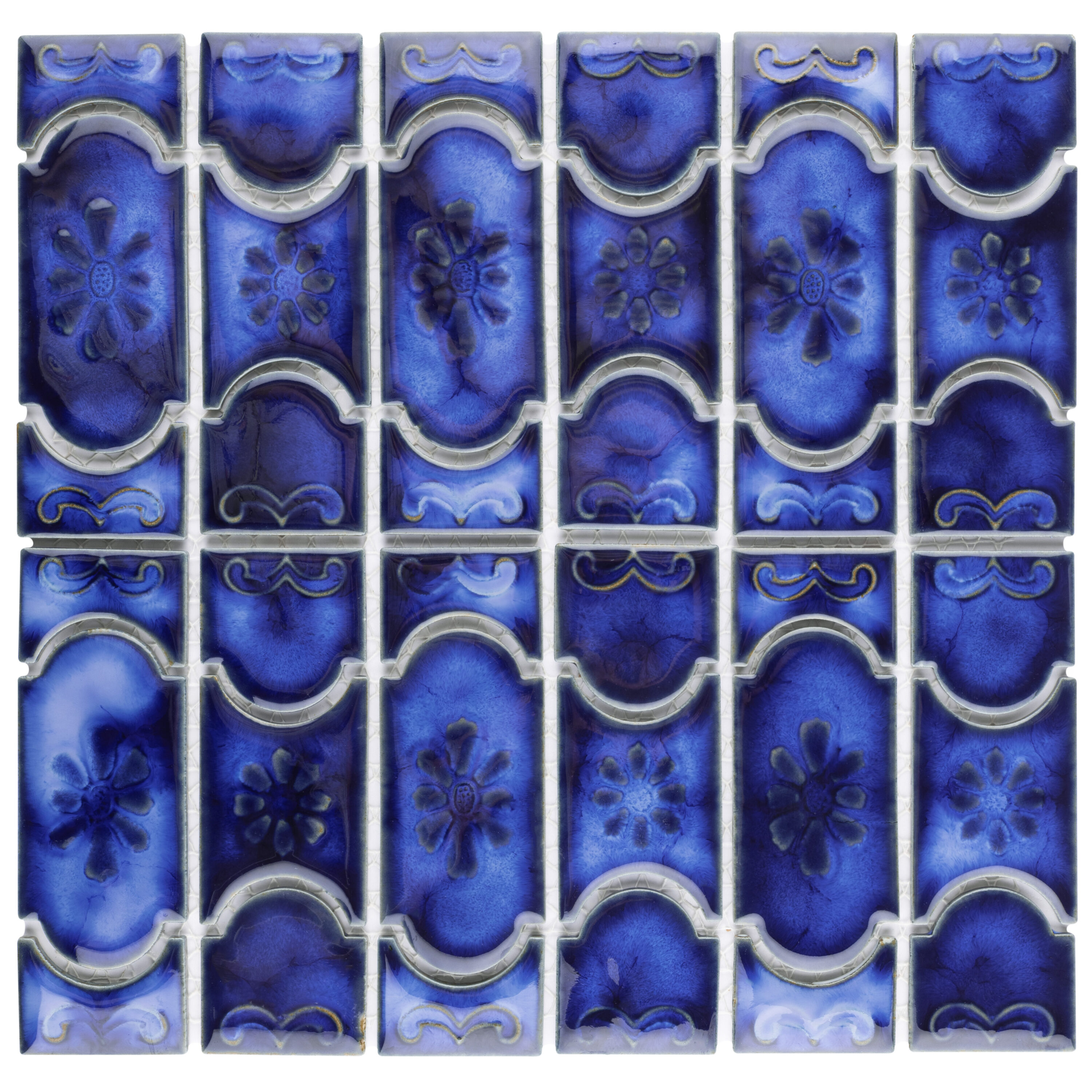 Affinity Tile FKOBUE24 Montego Sapphire 12-in x 13-in Glossy Porcelain Patterned Mosaic Floor and Wall Tile (10.6-sq. ft/ Carton)