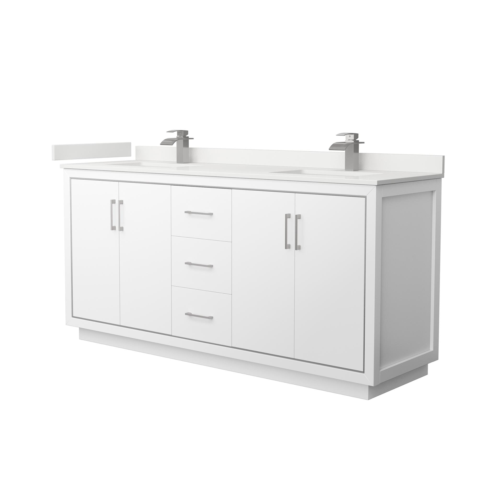 72" White Double Bathroom Vanity with Quartz Top