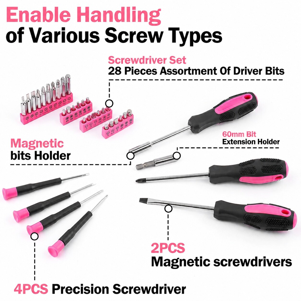 KIWDZFU 152 Piece Home Tool Kit with 12V Cordless Drill Driver and ...