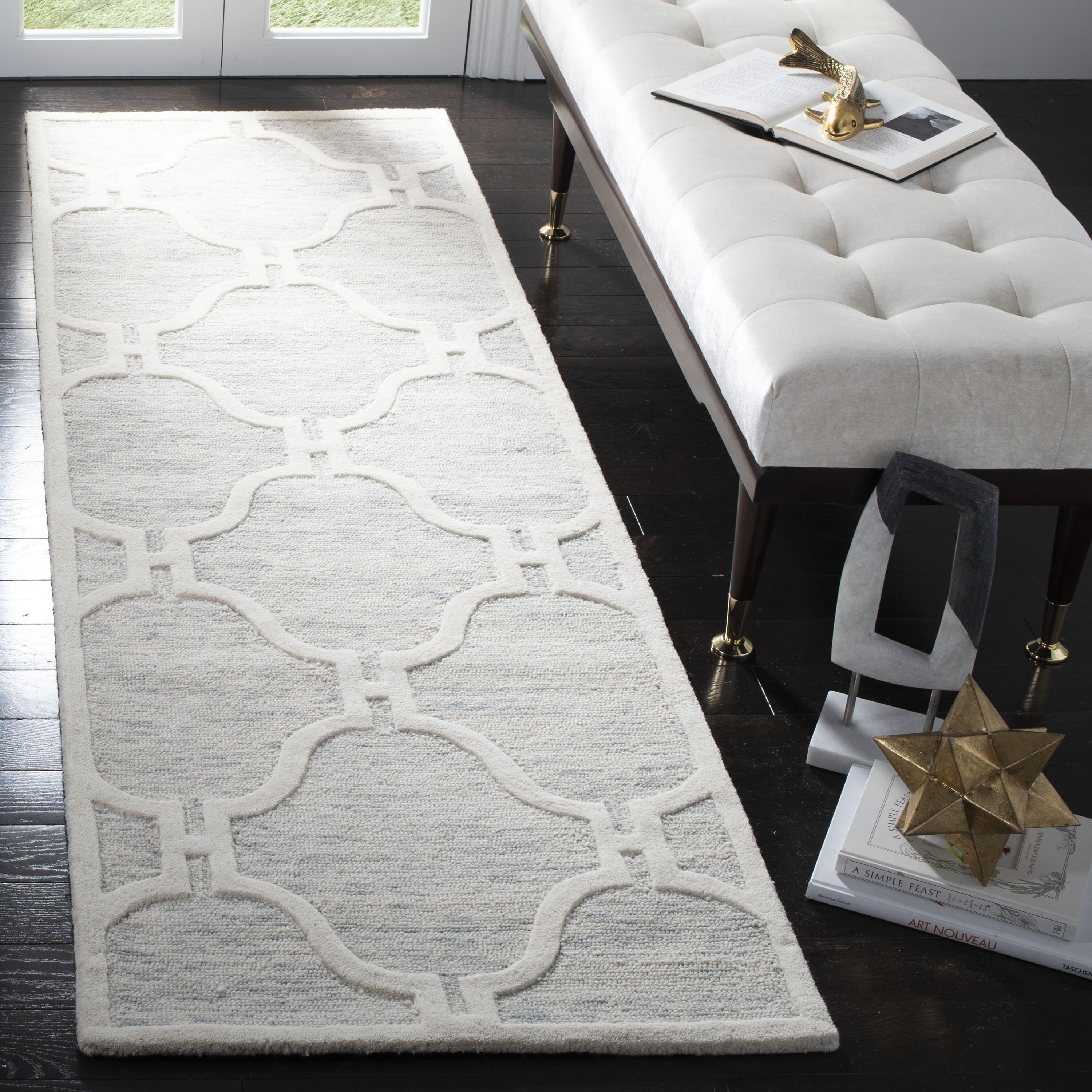 Cambridge 727 Light Gray/Ivory Contemporary 2ft-6in x 8ft Runner Rug