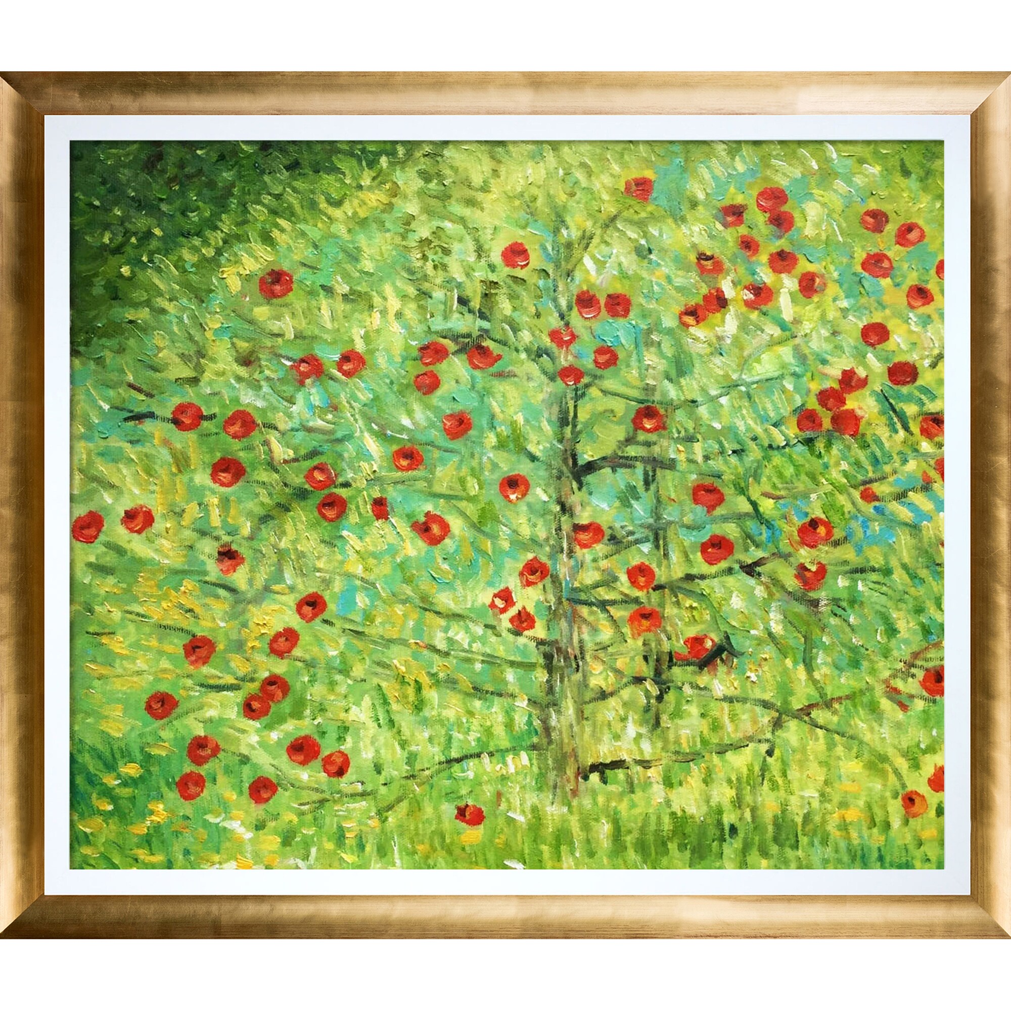 La Pastiche 688576891569 The Apple Tree Gustav Klimt Framed 24.5-in H x 28.5-in W Botanical Canvas Hand-painted Painting