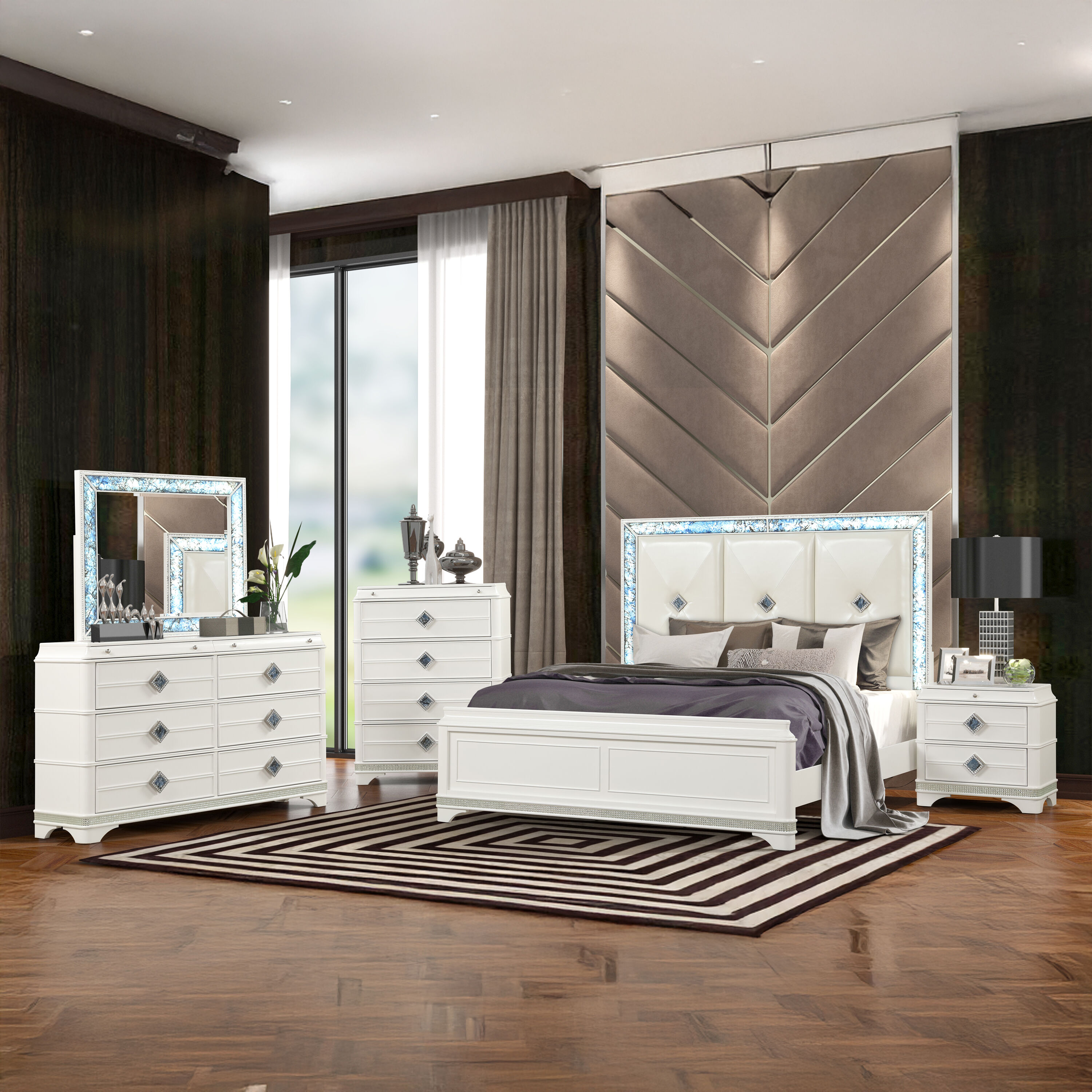 Galaxy 601955555142 Laguna White King Bedroom Set