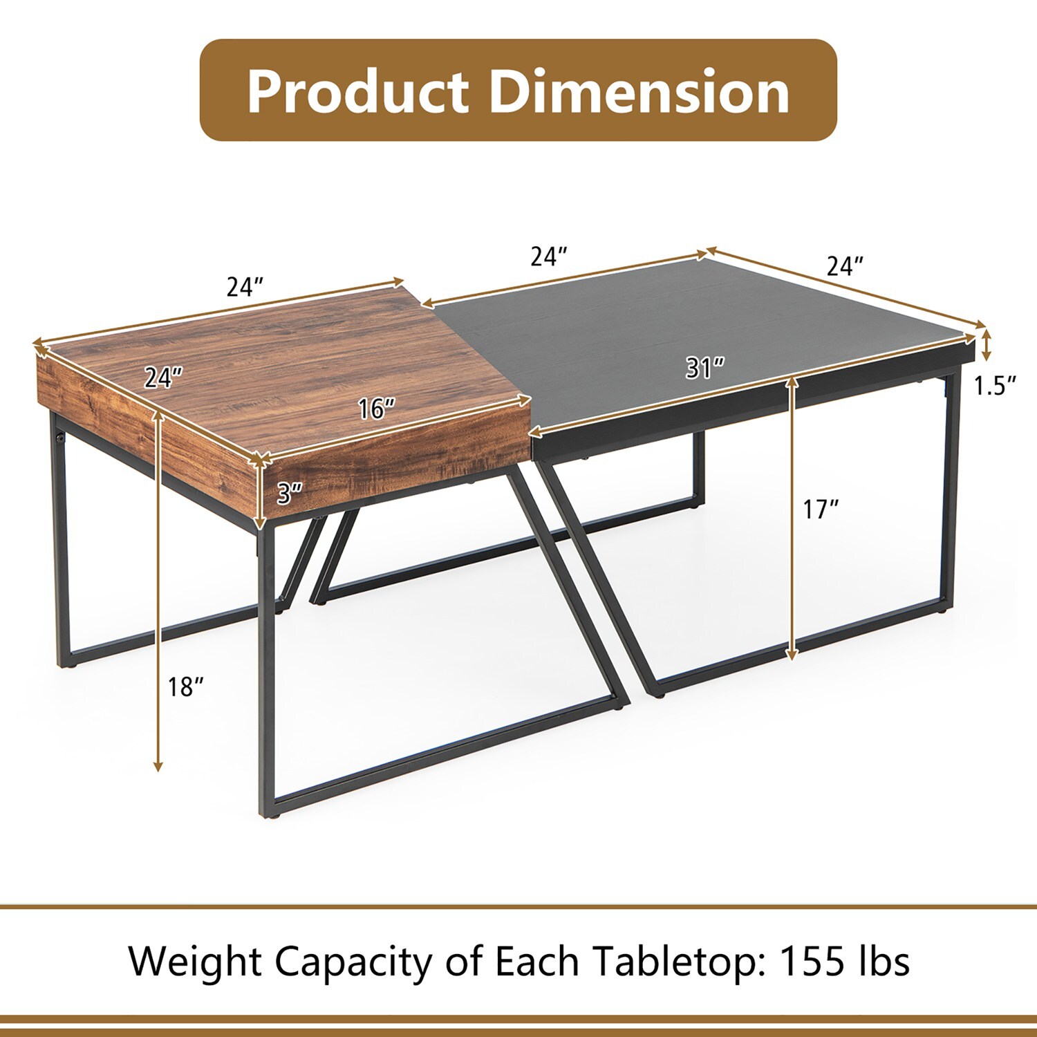 Costway CSHY003384 Coffee-Tables - View #5