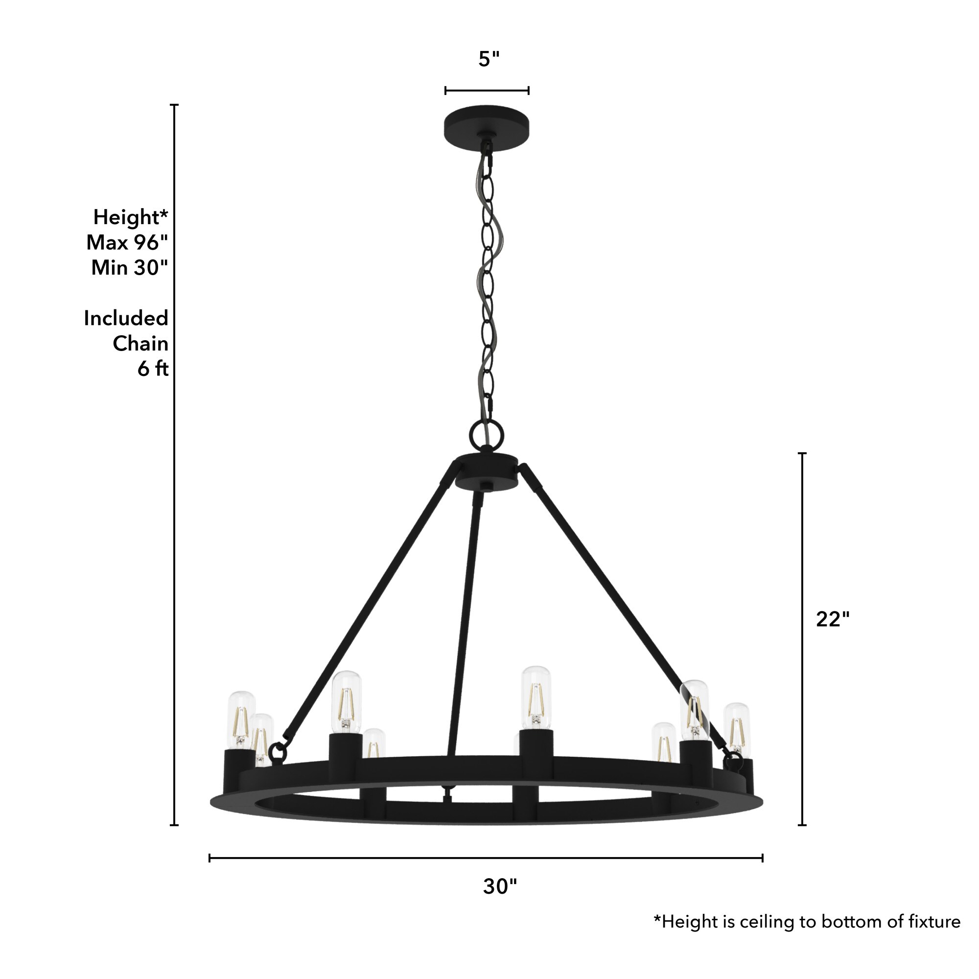 Hunter Saddlewood 9-Light Matte Black Transitional Led Chandelier 19030 ...