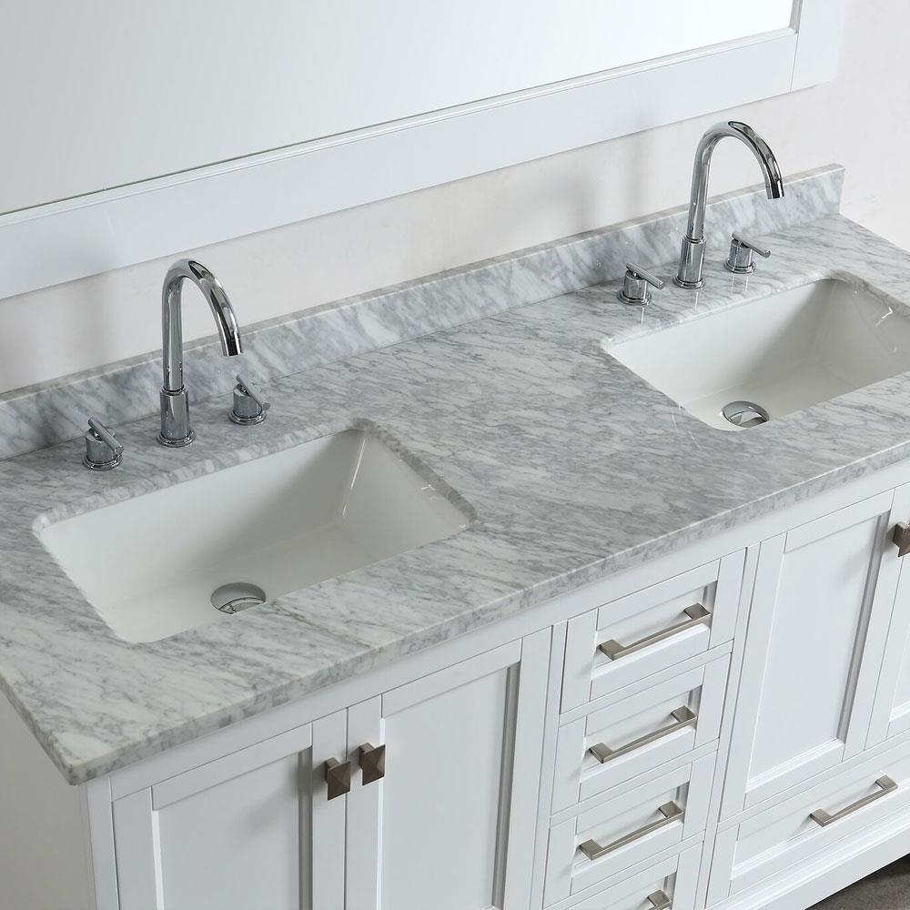 Design Element Omega 61-in White Undermount Double Sink Bathroom Vanity ...