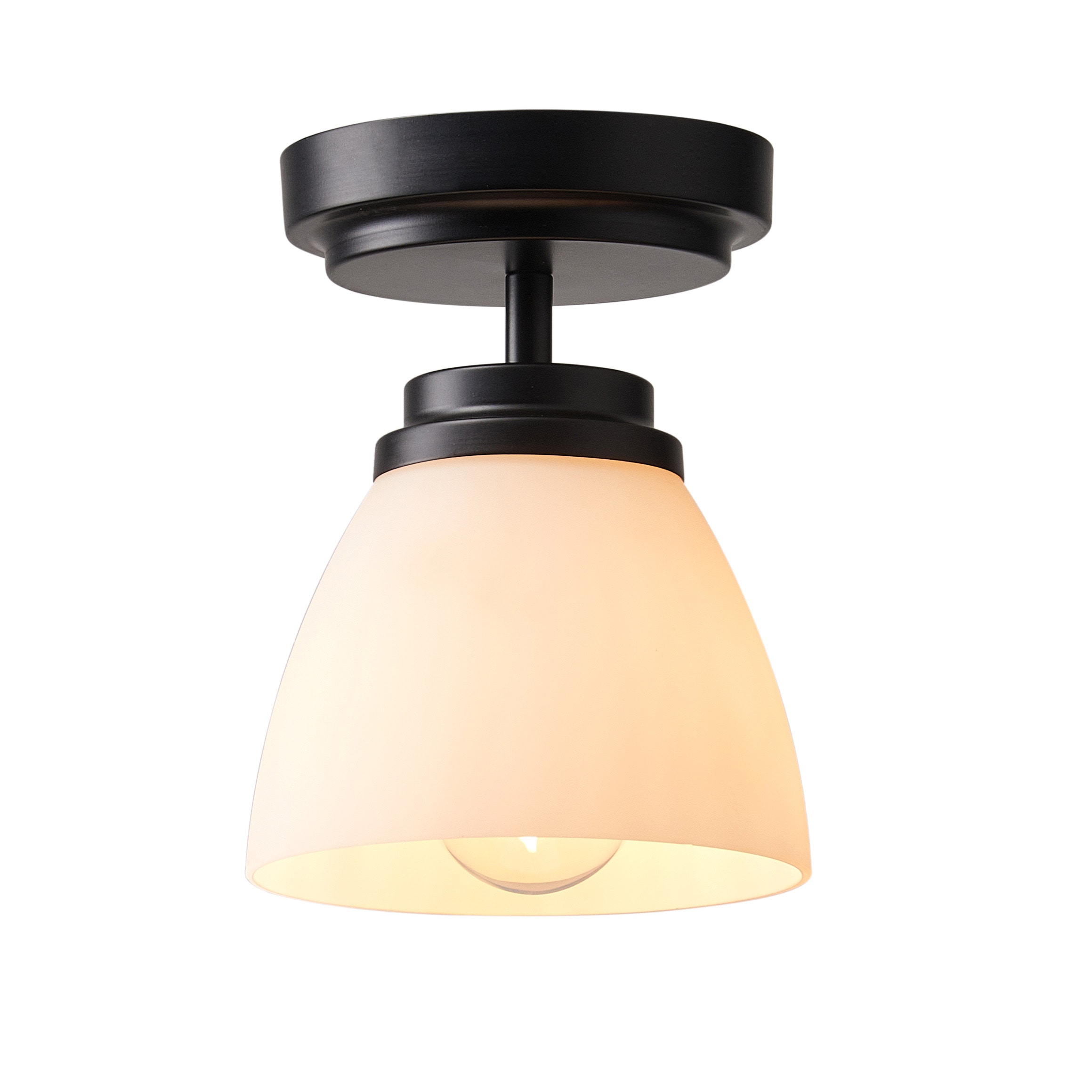 Aiwen 1-Light 5.9-in Black Semi-flush Mount Light ENERGY STAR in the ...