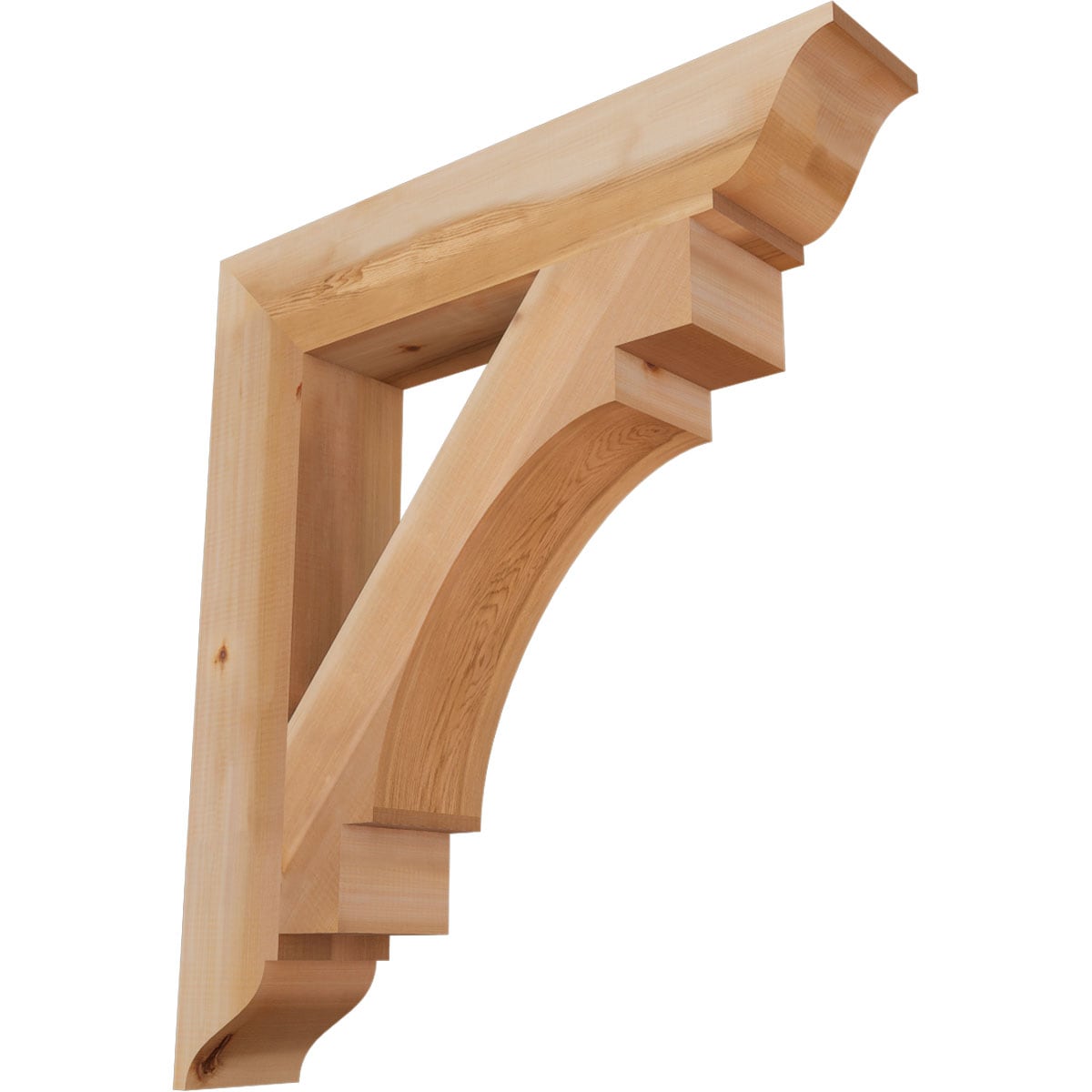 Ekena Millwork BKT06X32X36MRC01SWR Merced traditional smooth 5-1/2-in x 32-in x 36-in Western red cedar Brown Wood Standard bracket