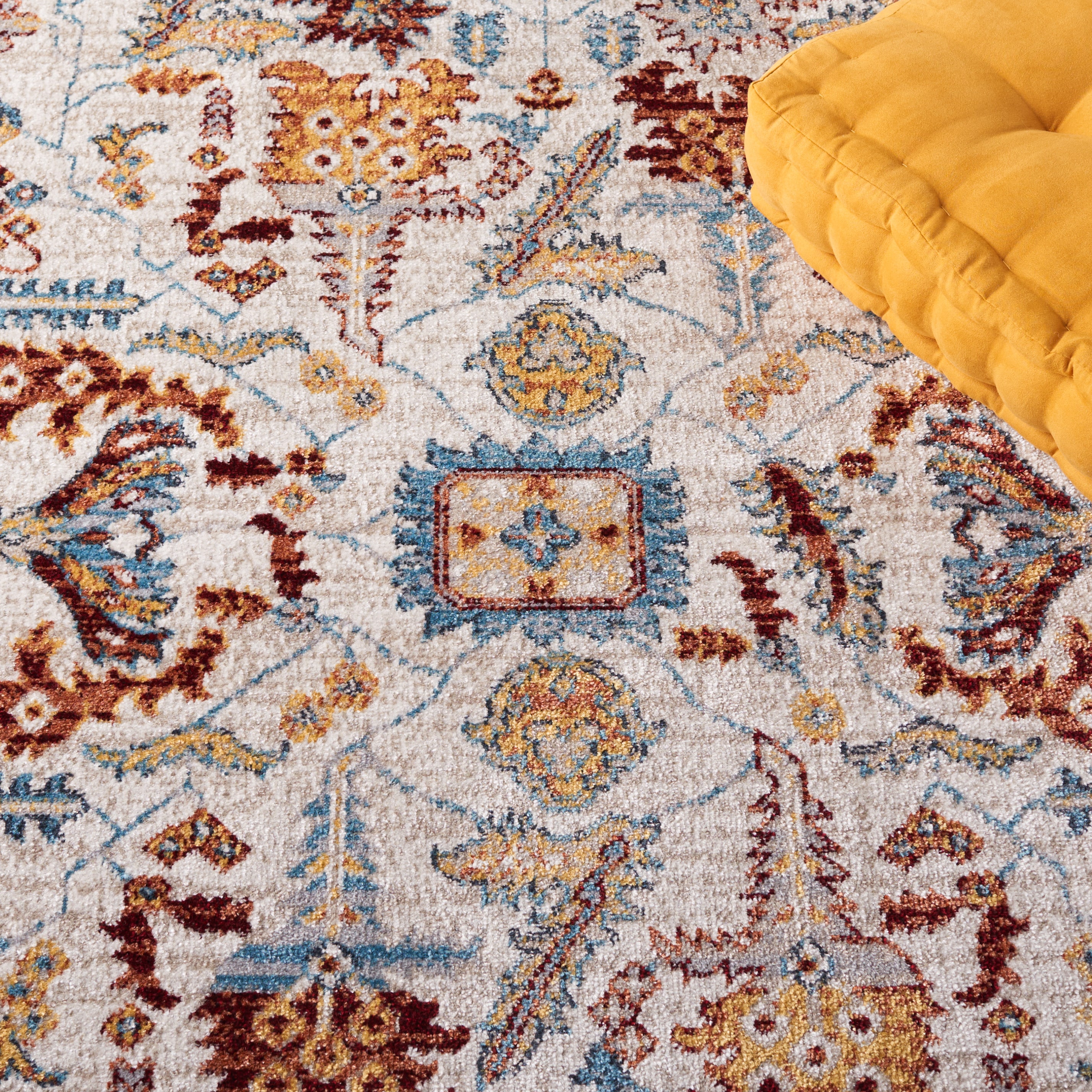 Reversible Bayside Blue Synthetic 8' x 10' Easy-Care Area Rug