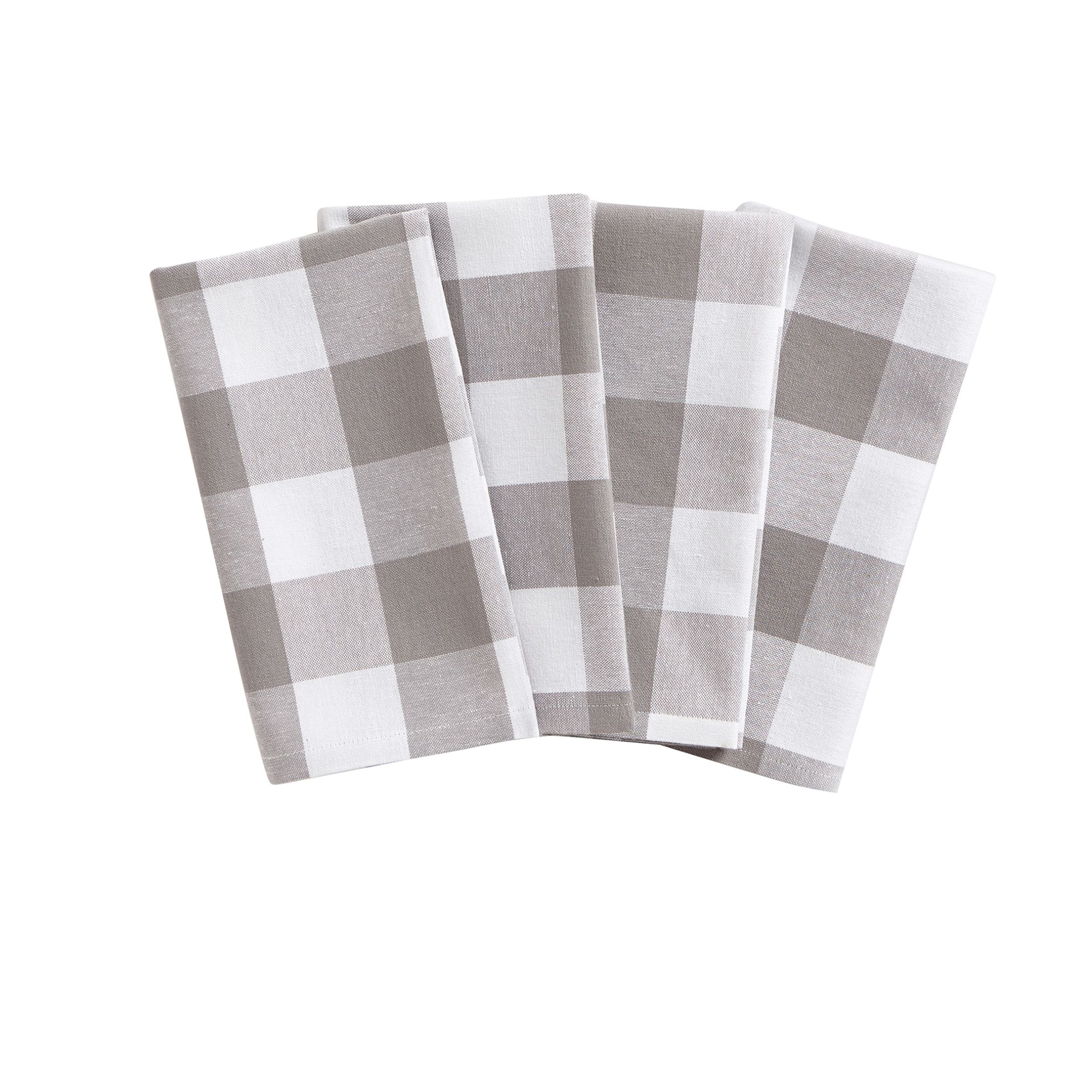 Elrene Home Fashions 026865113570 Farmhouse Living Buffalo Check 4 -Pack Gray/White Cotton Square Napkin(s)