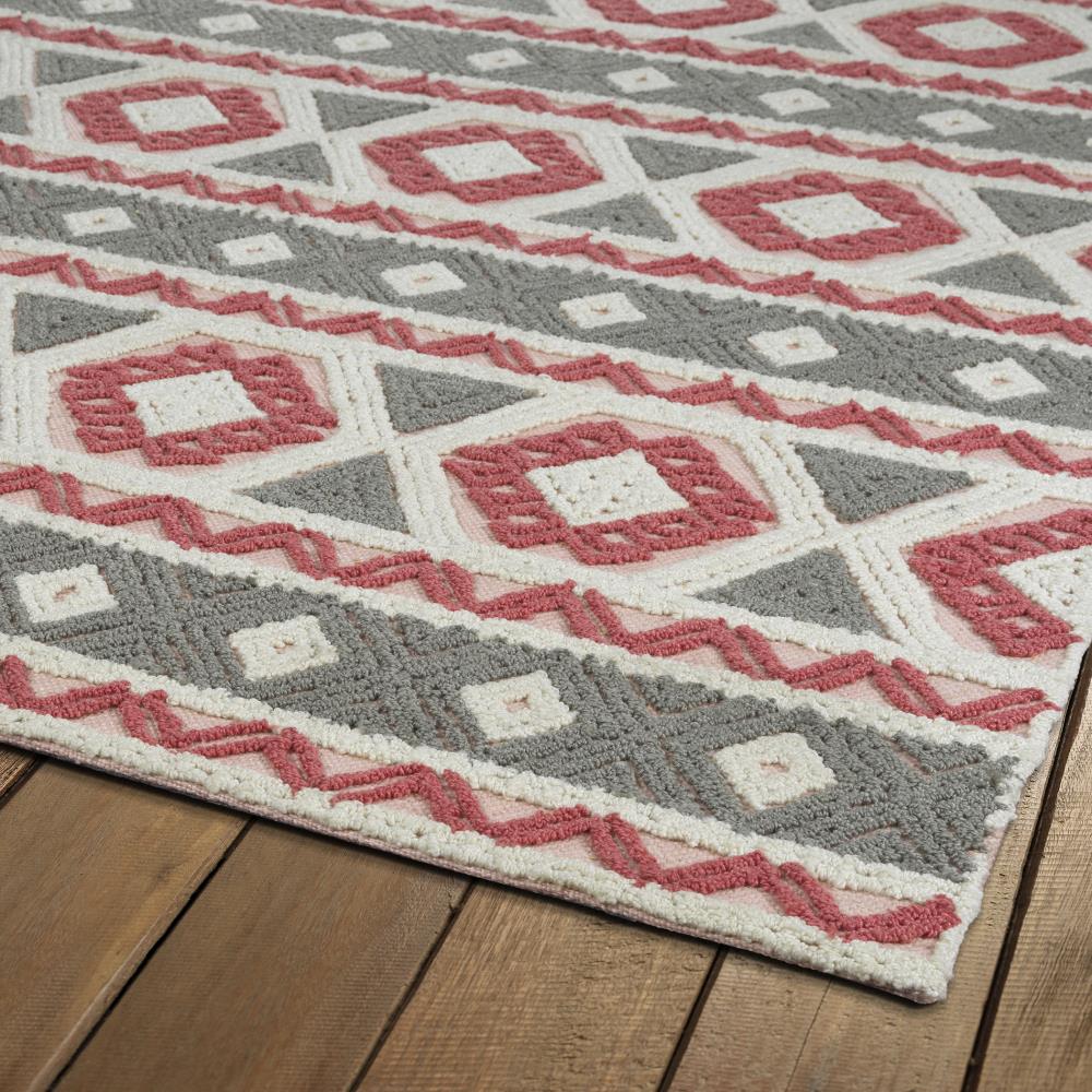 Kaleen Ayrlies Garden 3 x 5 Pink Indoor/Outdoor Geometric Global Handcrafted Throw Rug