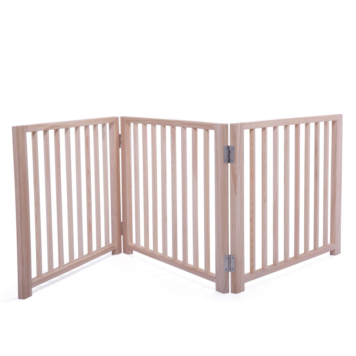 Siavonce XH51588 17.5-in H Freestanding Expandable Brown Wood Pet Gate