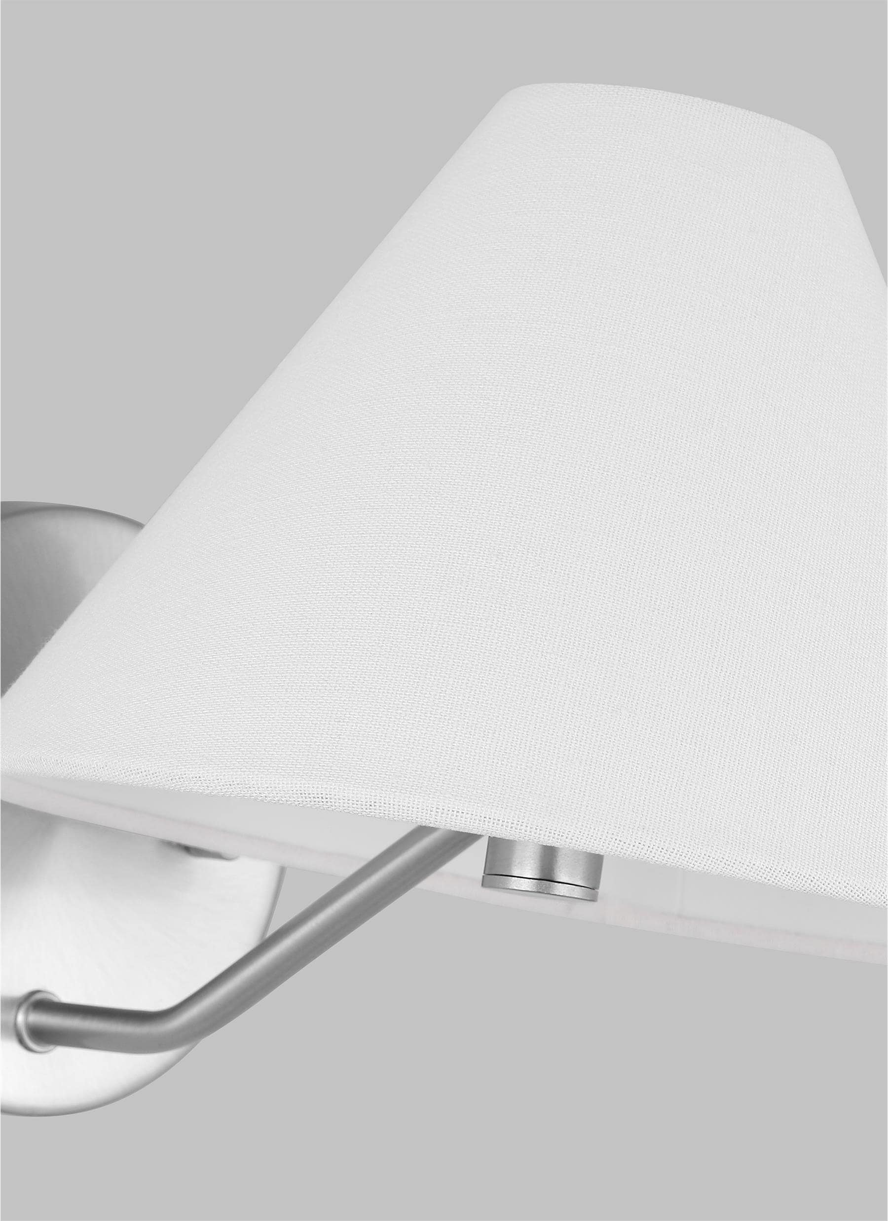 Burke Brushed Steel 1-Light Wall Sconce with White Linen Shade