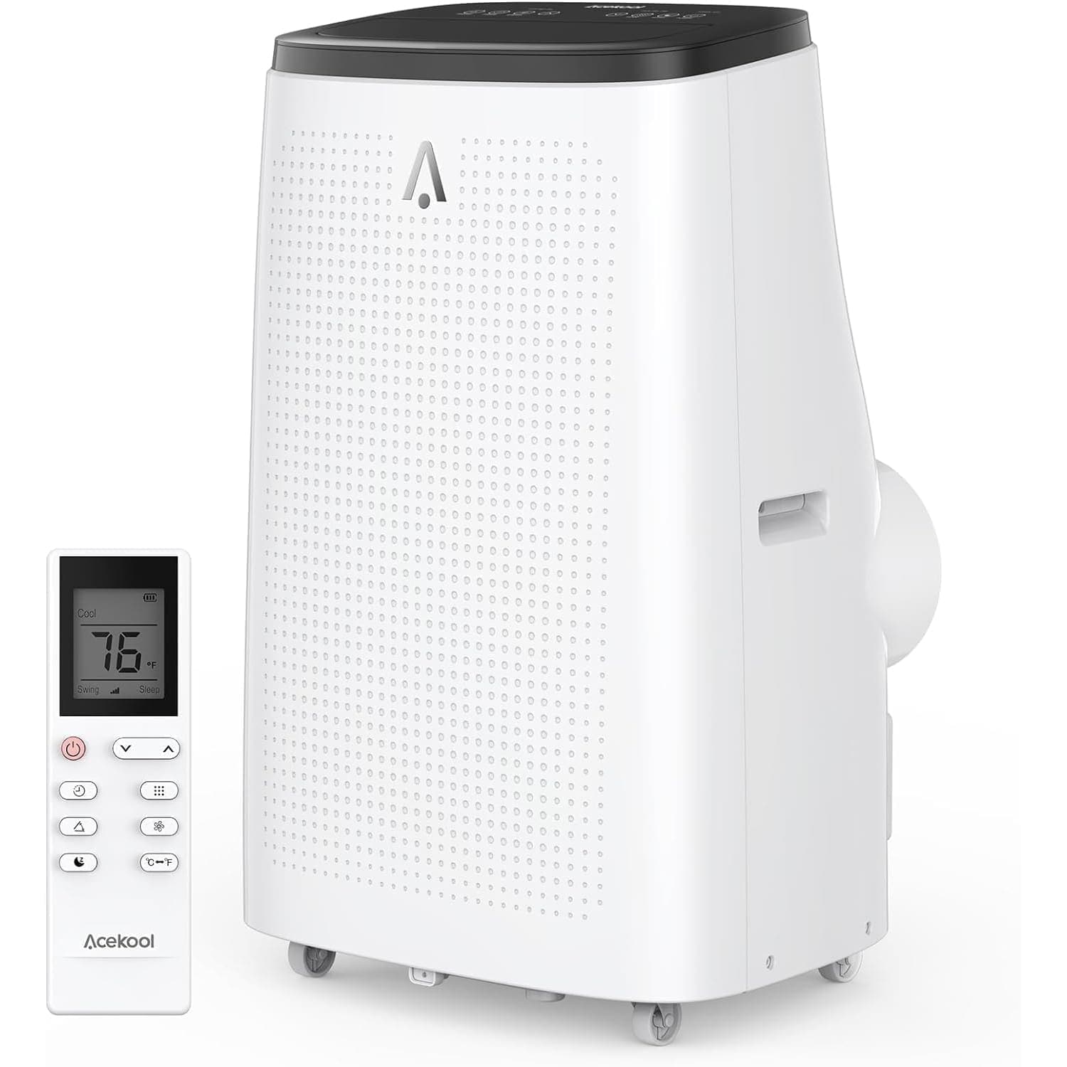 Qeetex FFF048 14000 BTU Portable 3-in-1 Cooling AC Unit with Dehumidifier Fan Sleep Mode Air Conditioner Black Cap