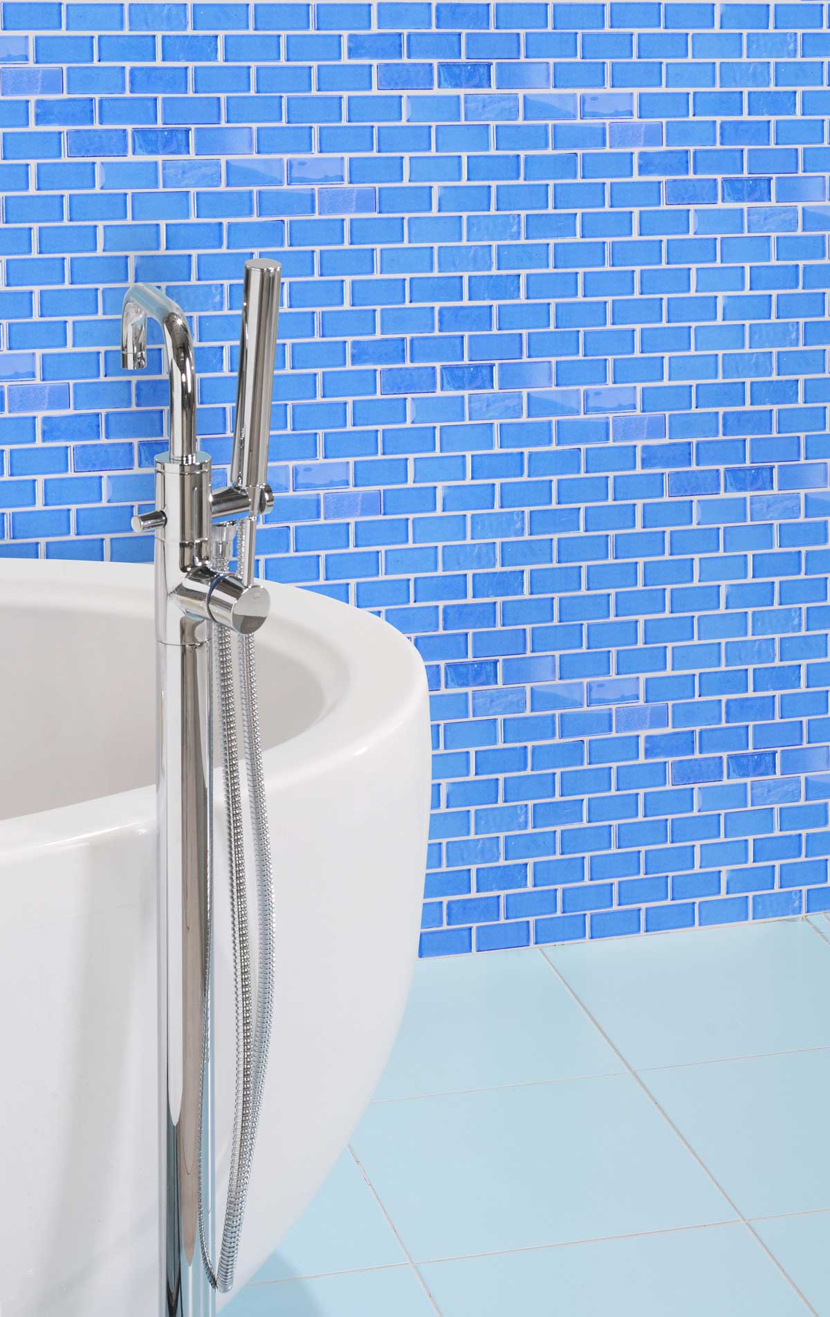 Mediterranean Blue Glossy Glass Mosaic Wall Tile