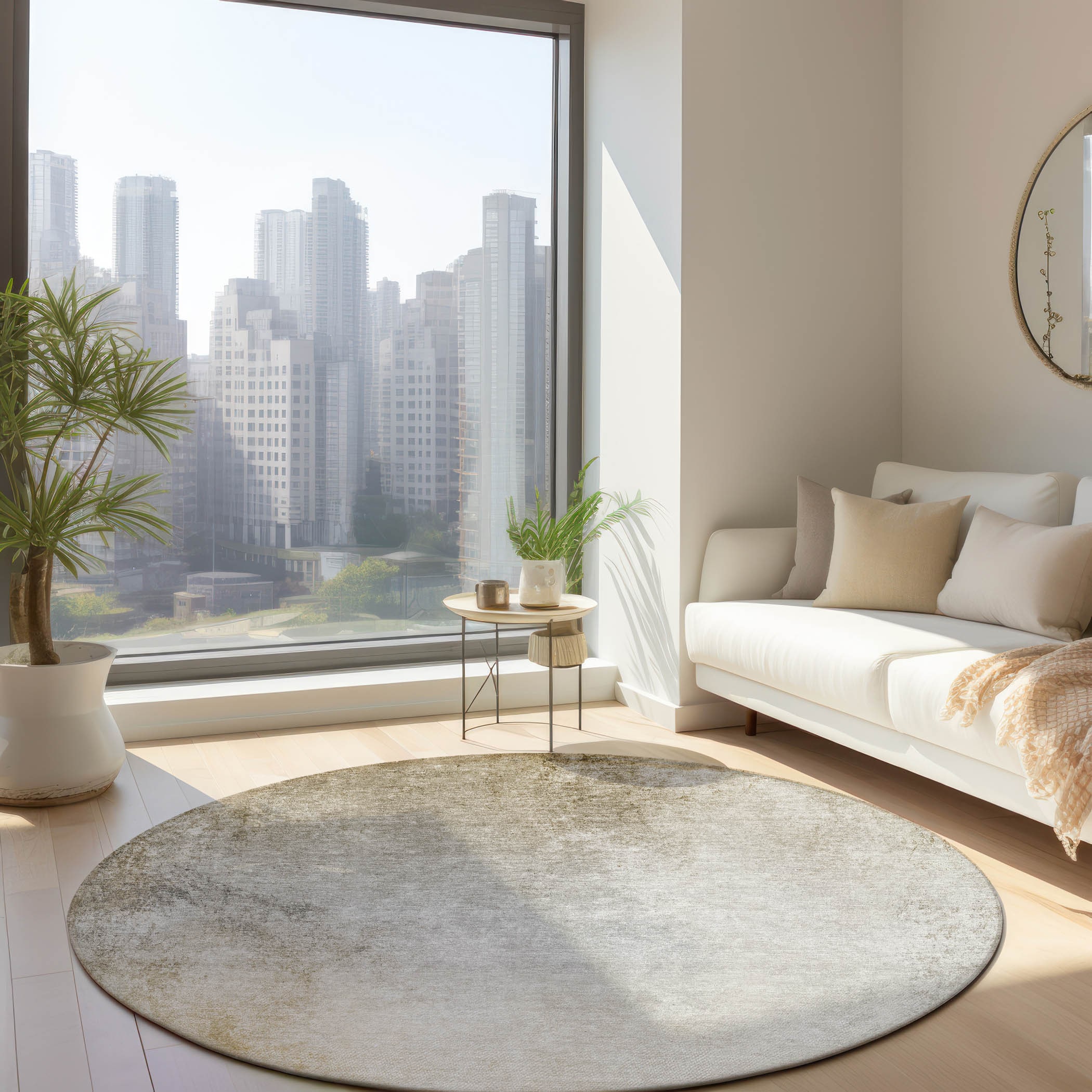 Addison Rugs ACN601TP8RO Chantille ACN601TP 8 x 8 (ft) Polyester Taupe Round Indoor/Outdoor Abstract Machine washable Area rug