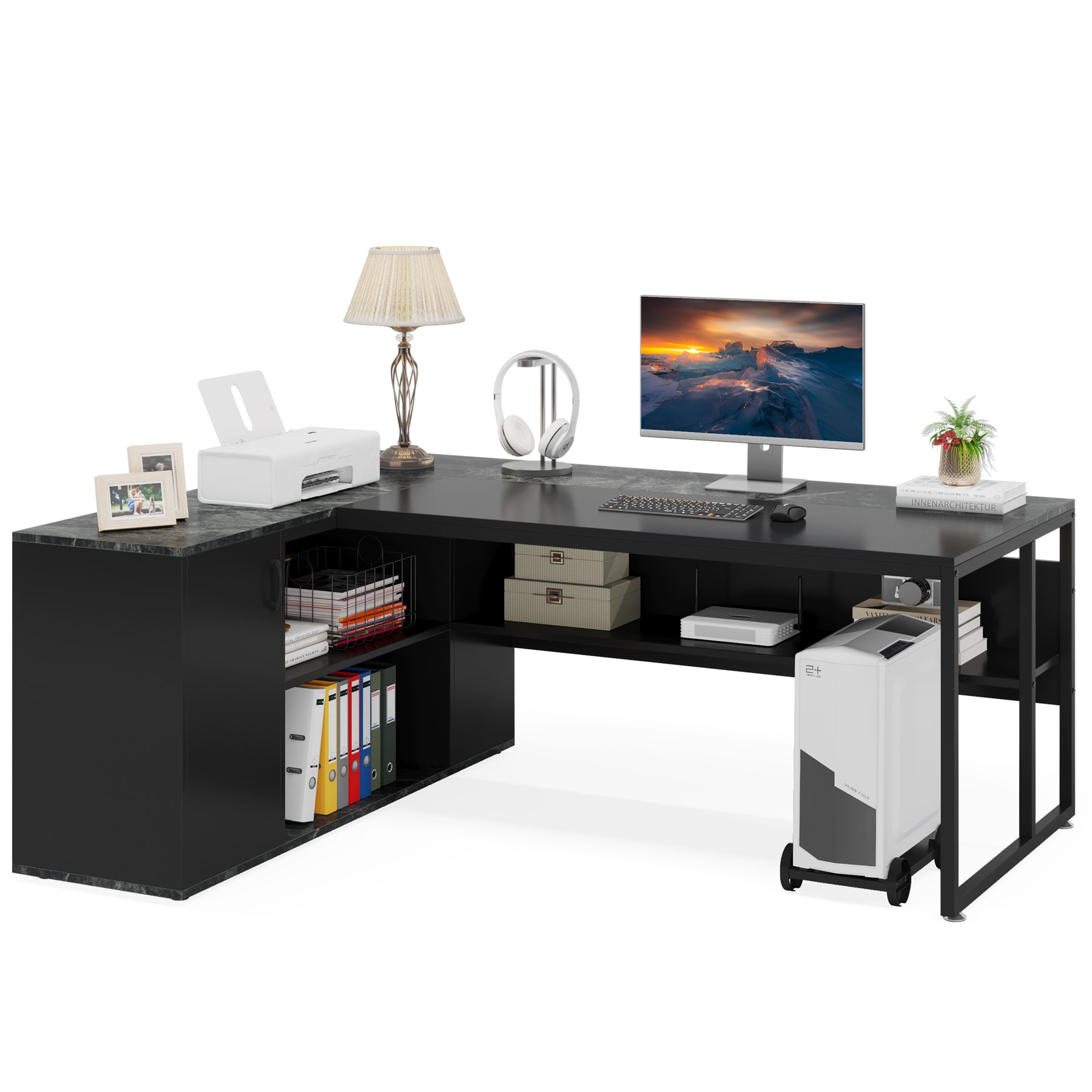 Tribesigns LWFD-YS0122 Office Conference Table Black 1 -Person Conference table ( 71-in W x 29.79-in H )