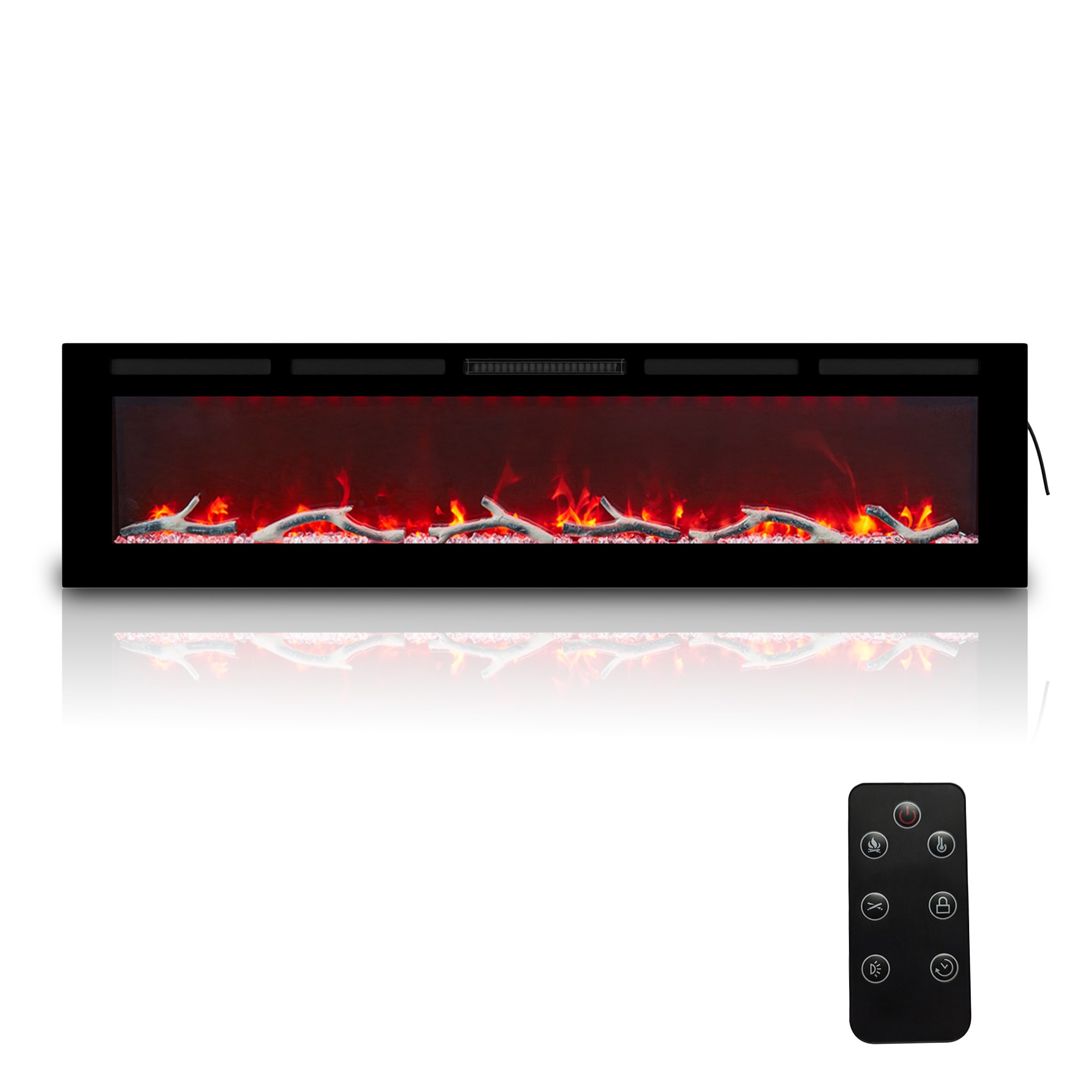 Clihome CL-W72 72-Inches W Black Wall mount Fan-forced Wall-mount Electric Fireplace with Remote Control Included