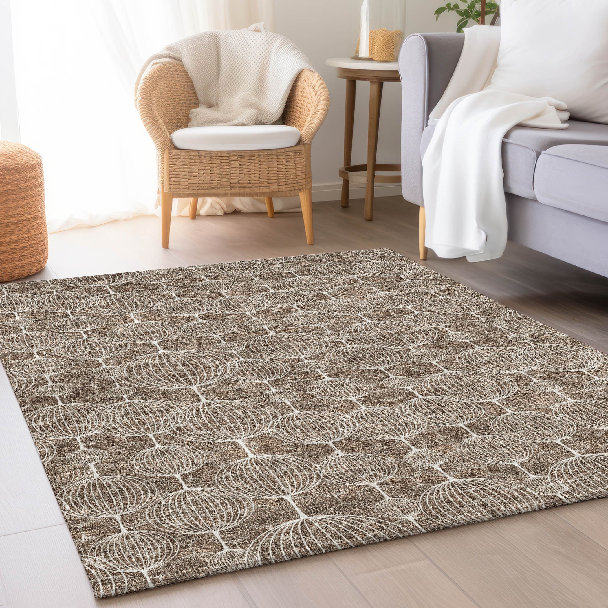 Addison Rugs ACN732CH10X14 Chantille ACN732CH 10 x 14 (ft) Polyester Chocolate Rectangular Indoor/Outdoor Geometric Machine washable Area rug