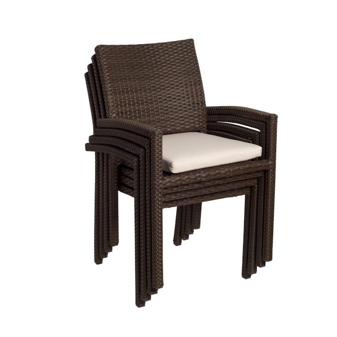 Wicker Stackable Brown Metal Frame, Wicker Patio Dining Chairs Brown