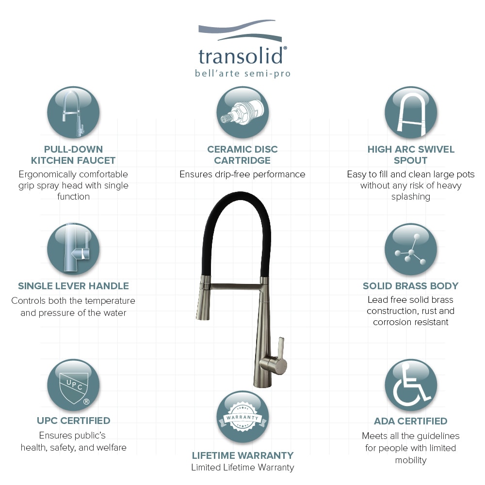 Polished Chrome and Black Single Handle Pull-down Kitchen Faucet