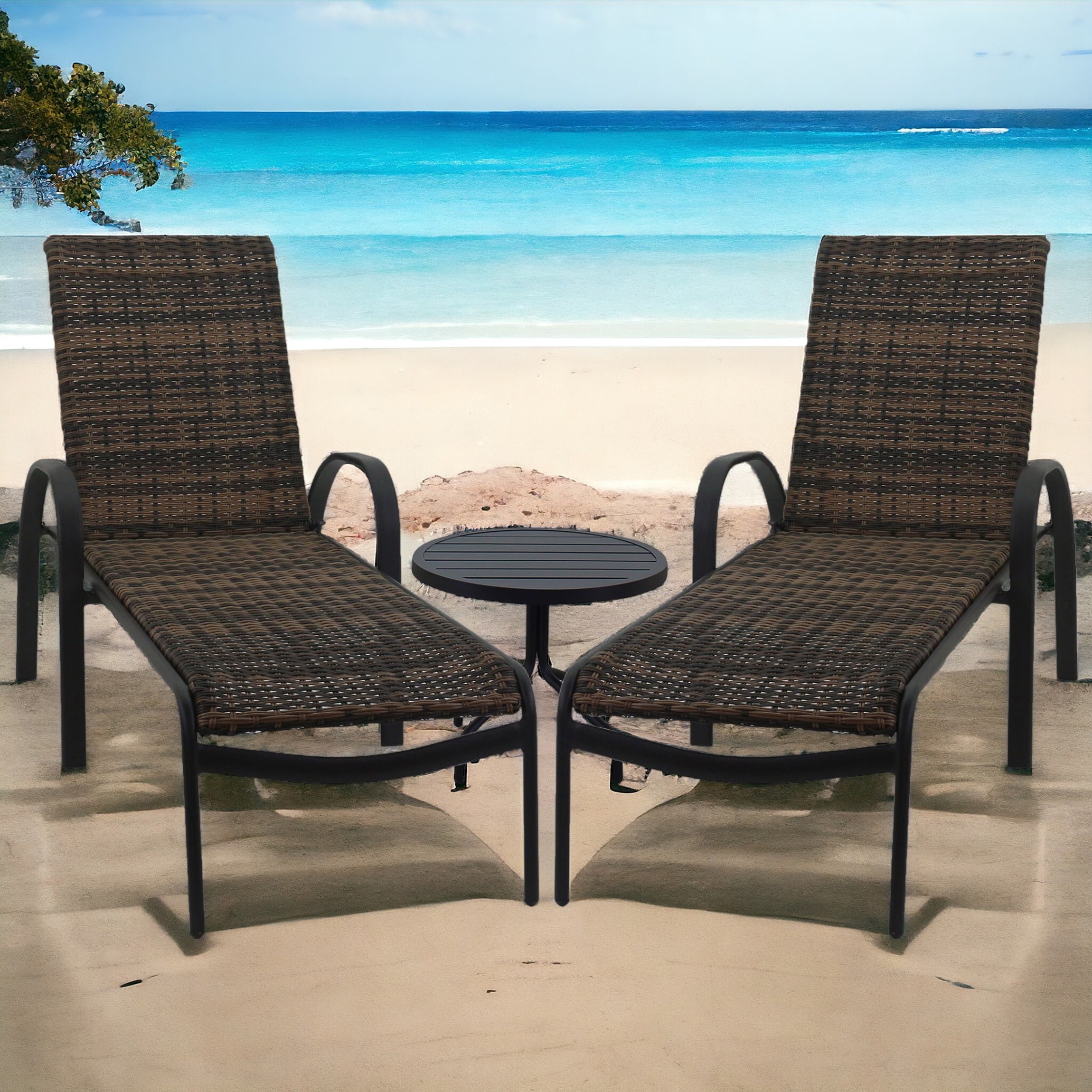 Courtyard Casual 5943 Santa Fe- Java 3-Piece Wicker Patio Conversation Set