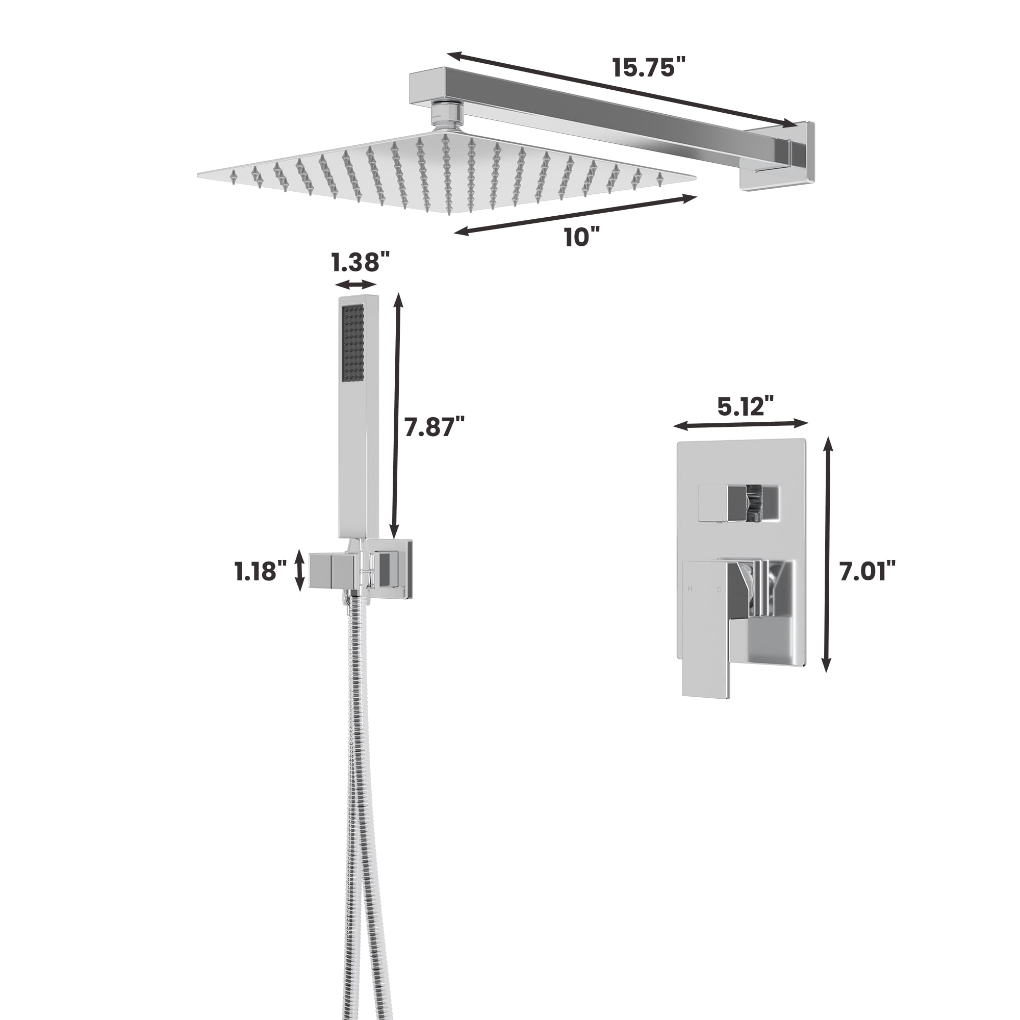 CASAINC OY-98A1002-BG Showerhead-Bar-Panels - View #10