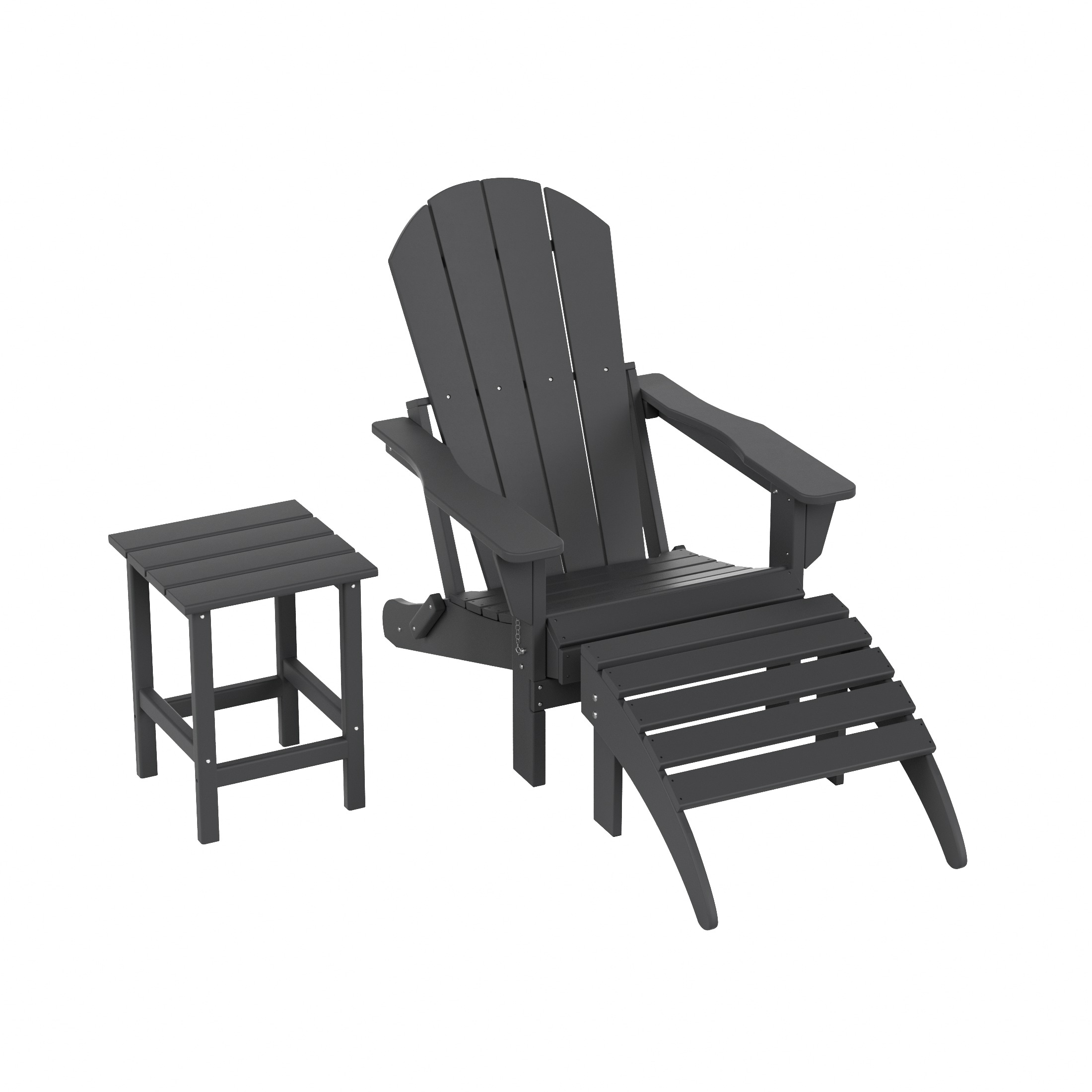 Westin Furniture 2001AOC-GY Laguna Gray HDPE Frame Stationary Adirondack Chair with Slat Seat
