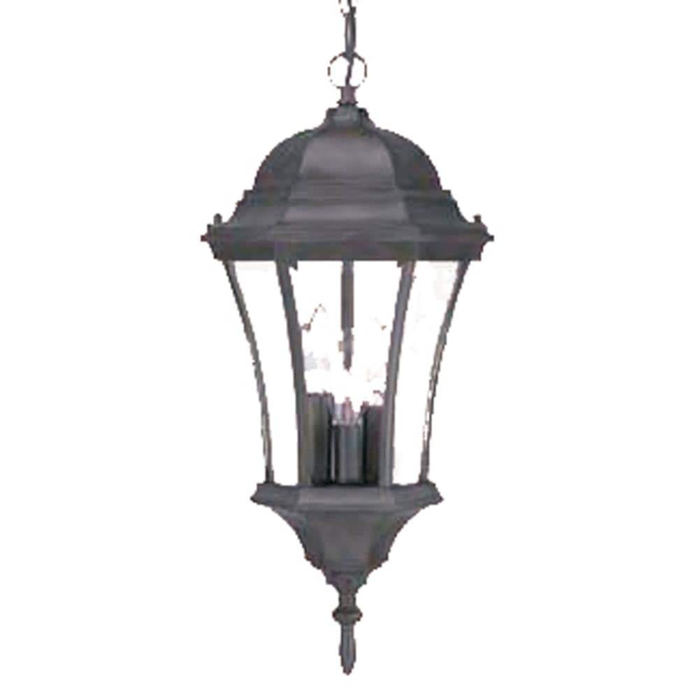 Acclaim Lighting 5026BK Brynmawr 3 -Light Burled walnut Traditional Beveled glass Lantern Medium Outdoor Hanging Single