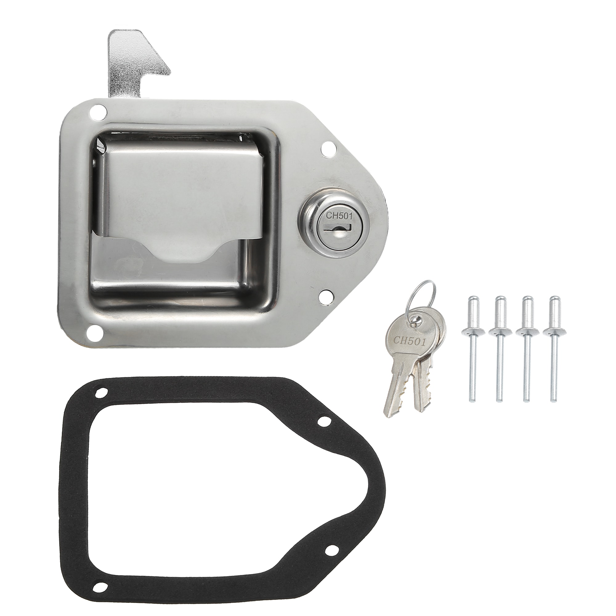 Unique Bargains 1 Set Truck Tool Box Latch w/ 2 Key Stainless Steel Truck Toolbox Lock Replacement for Bed of Truck RV Trailer Door UTV ATV Box