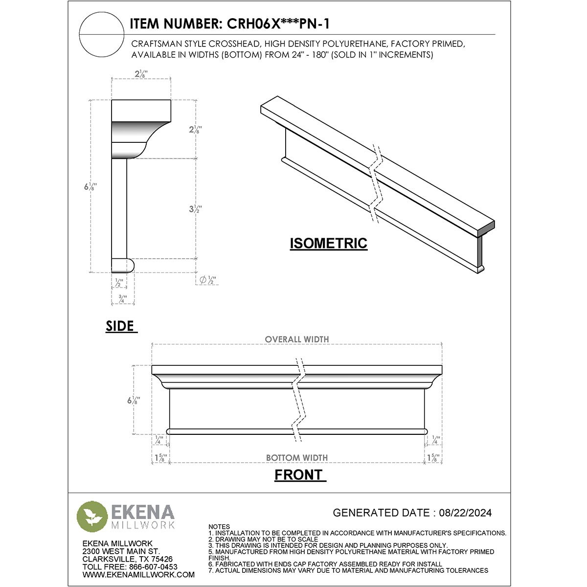 Ekena Millwork CRH06X49PN-1 Exterior-Window-Trim - View #2