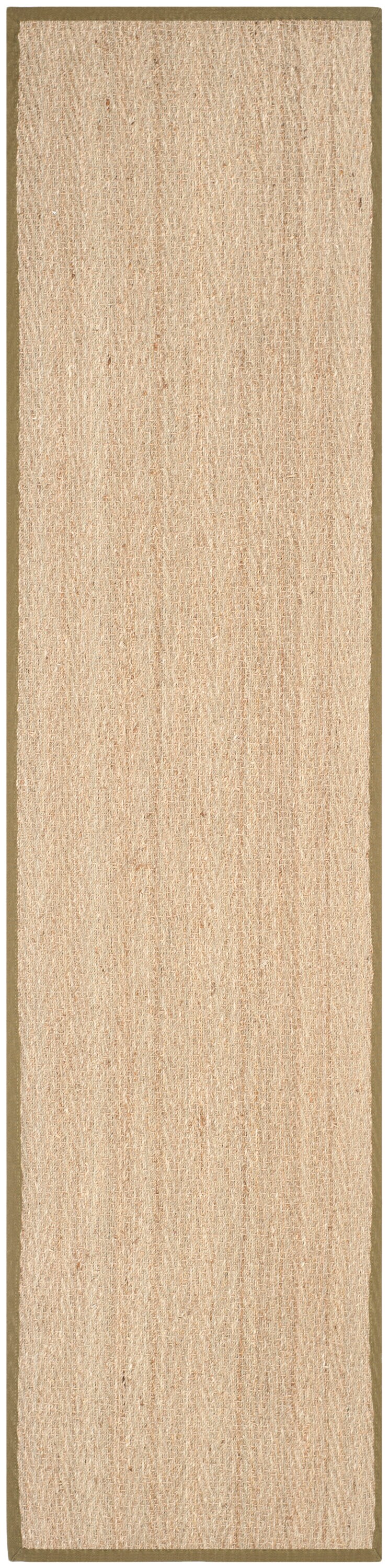 Safavieh NF115G-216 Natural Fiber Montauk 2 x 16 (ft) Loomed Seagrass Natural/Olive Rectangular Indoor Chevron Coastal Runner rug