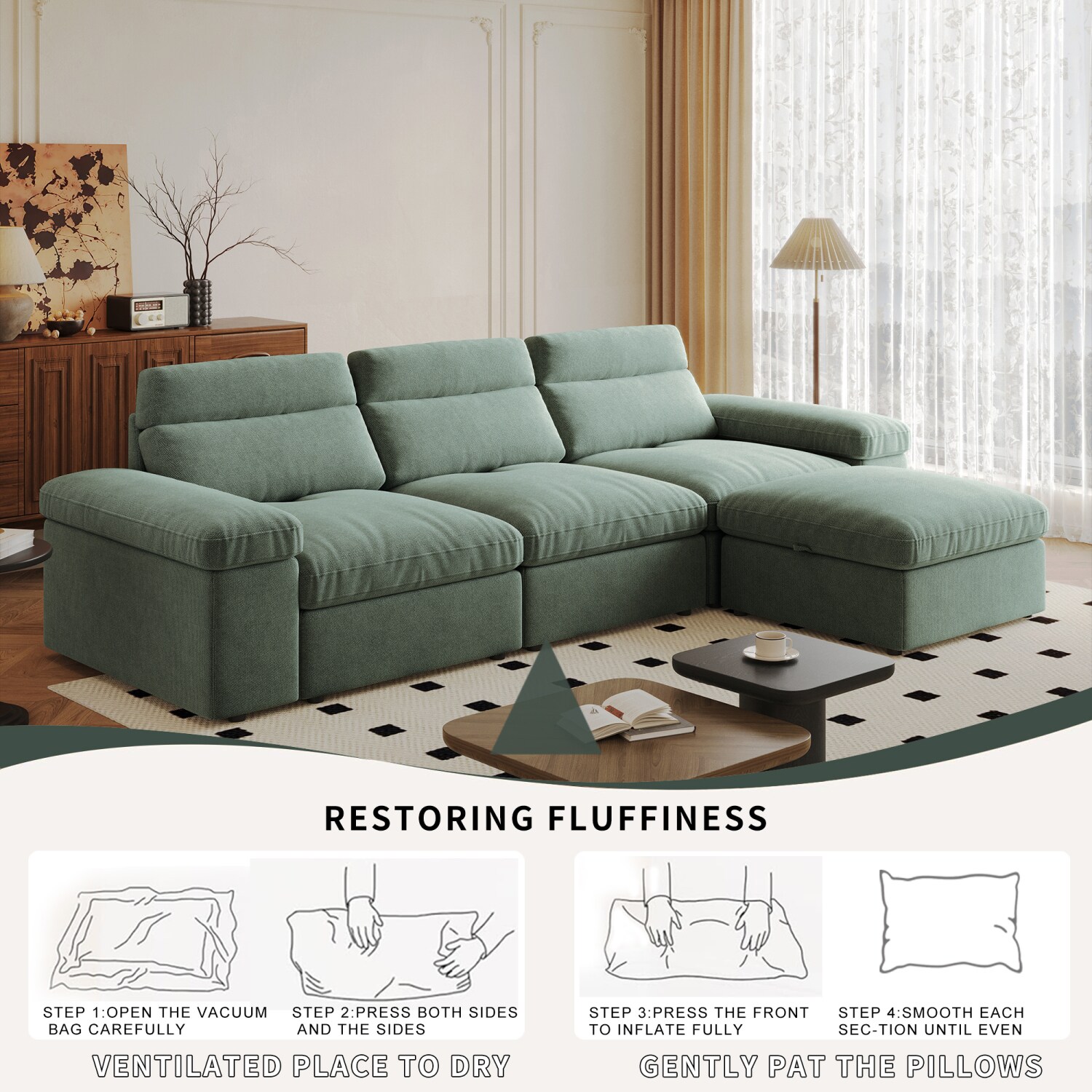 Streamdale Furniture Streamdale Modular Down and Linen Sofa with ...