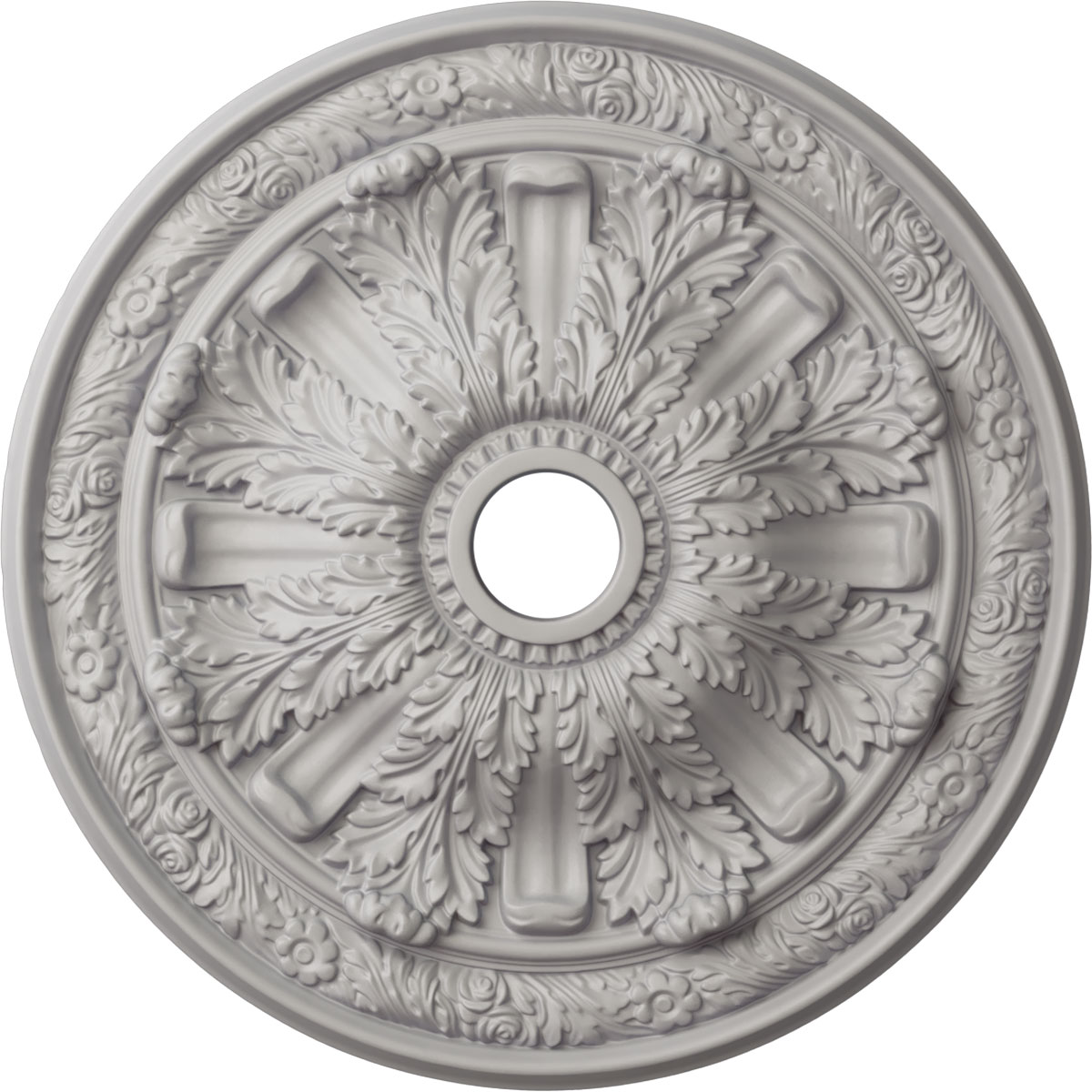 Ekena Millwork CM30FLUWF Flagstone 30-Inches W x 30-Inches L Painted Ultra Pure White Polyurethane Whole Ceiling Medallion