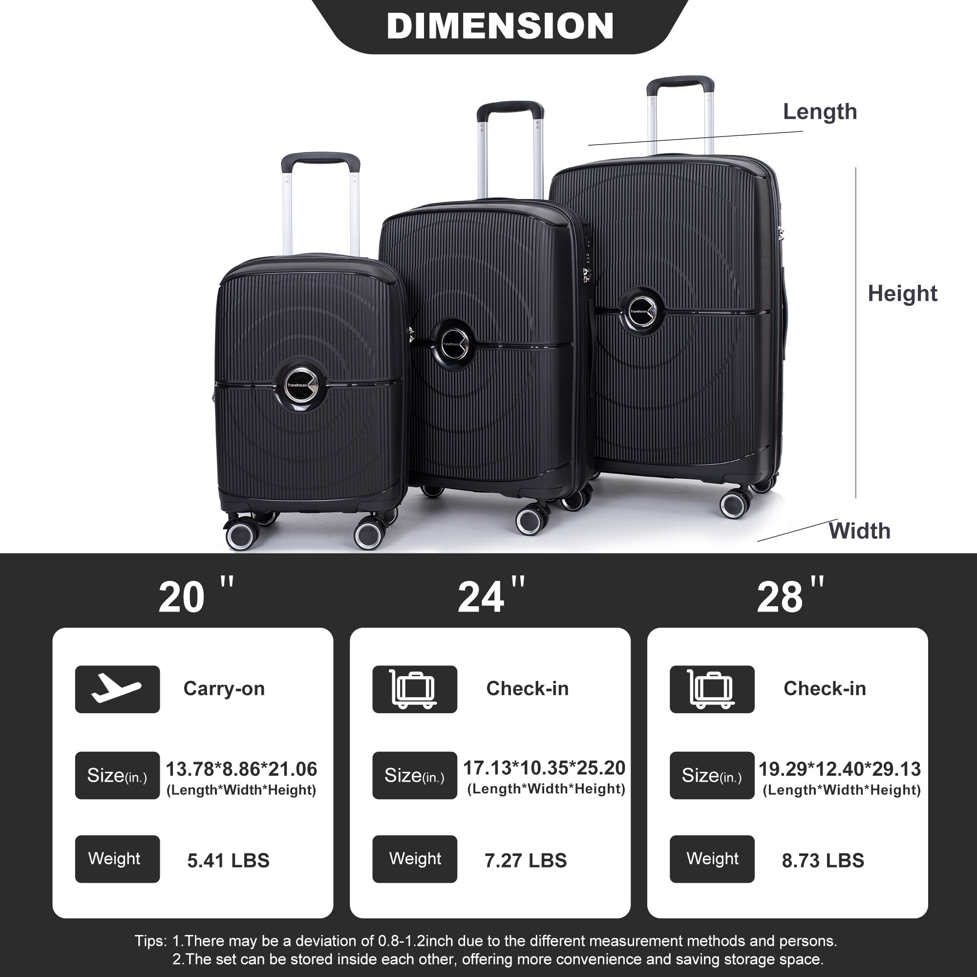 SINOFURN SYD9400021BK Luggage-And-Luggage-Sets - View #14