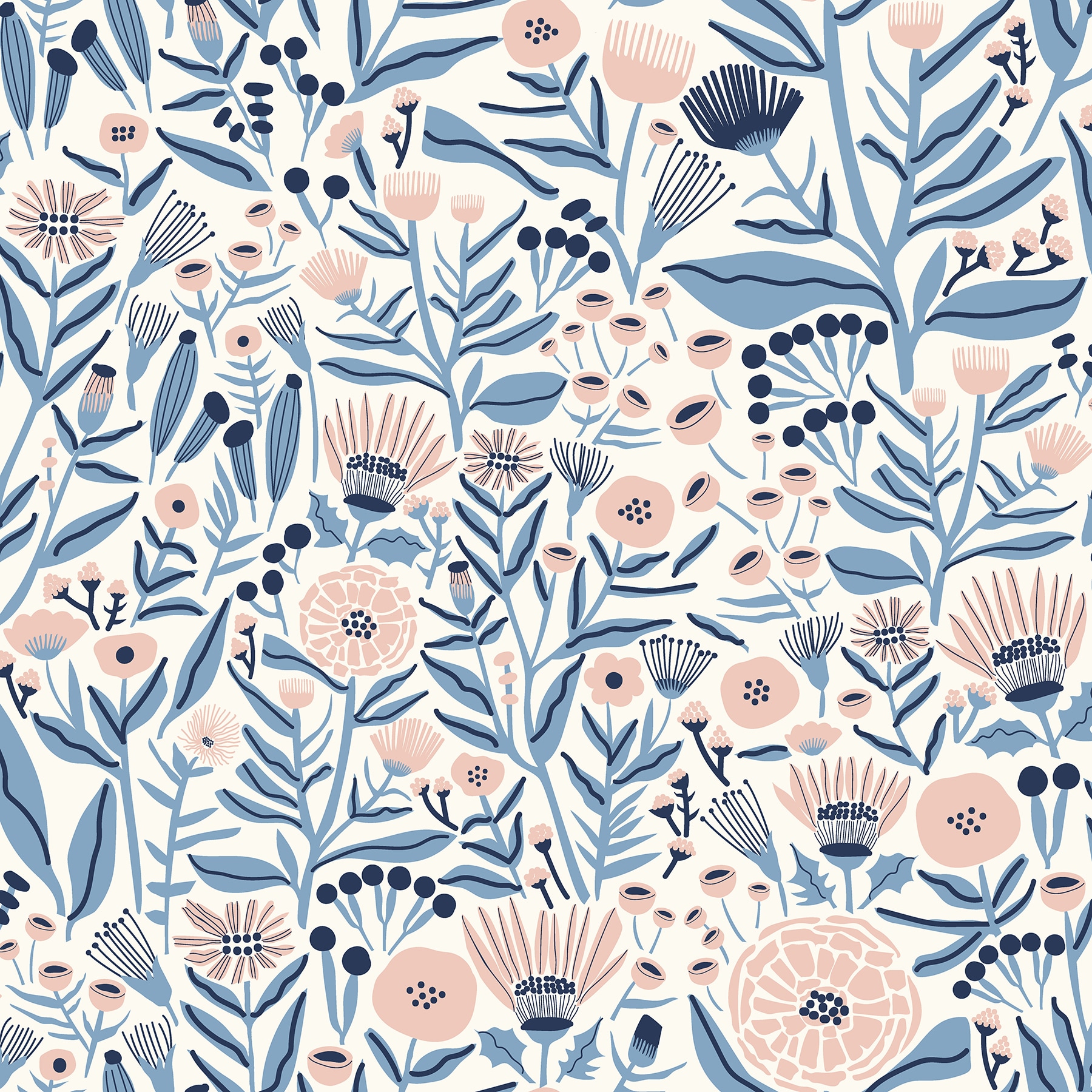 Leah Duncan LDS4586 30.75-sq ft Blue Vinyl Floral Self-adhesive Peel and Stick Wallpaper