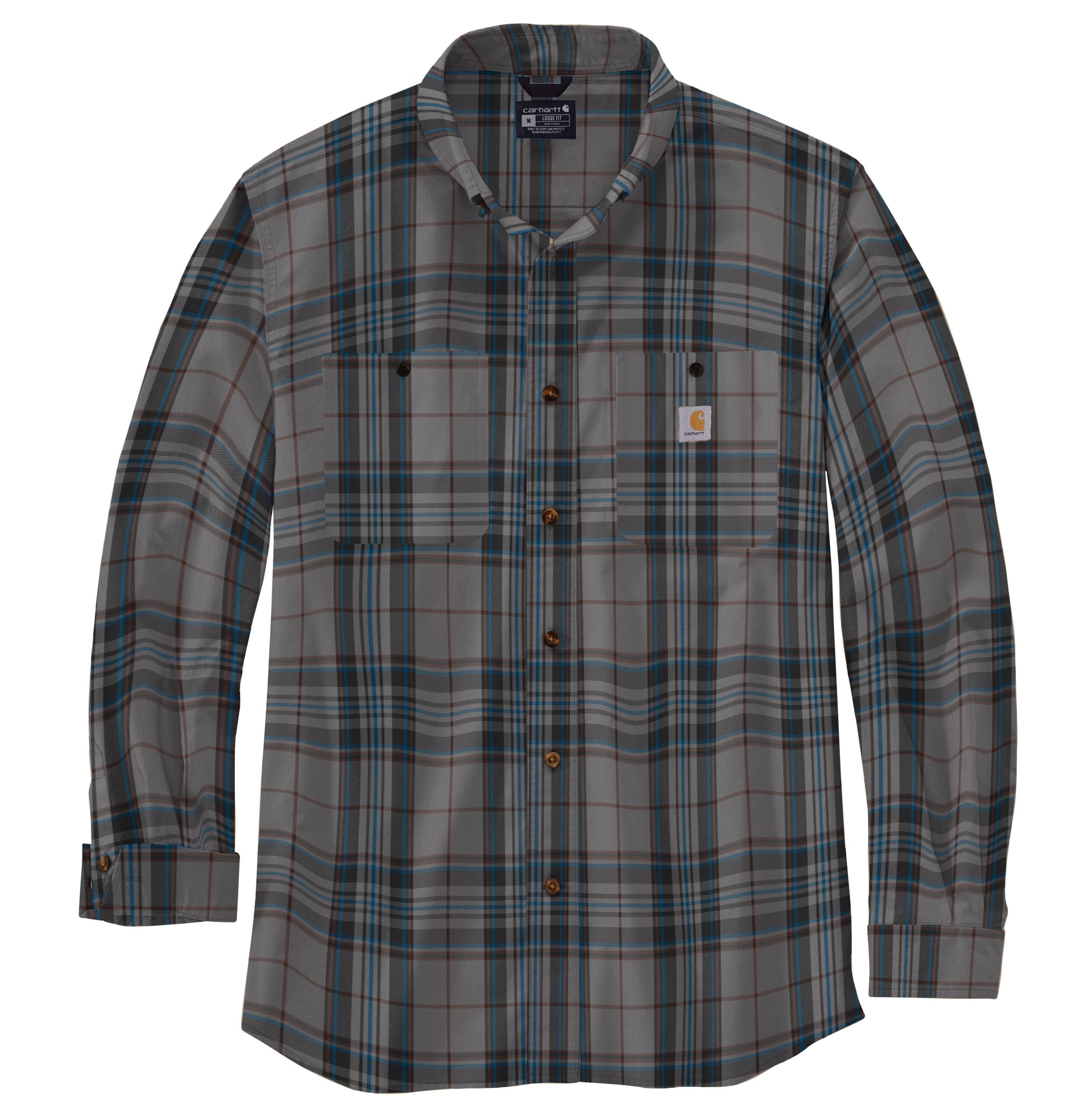 Carhartt 106357-APH3XLTLL Men's Gray Twill Long sleeve Checked Button-down shirt ( 3XL )