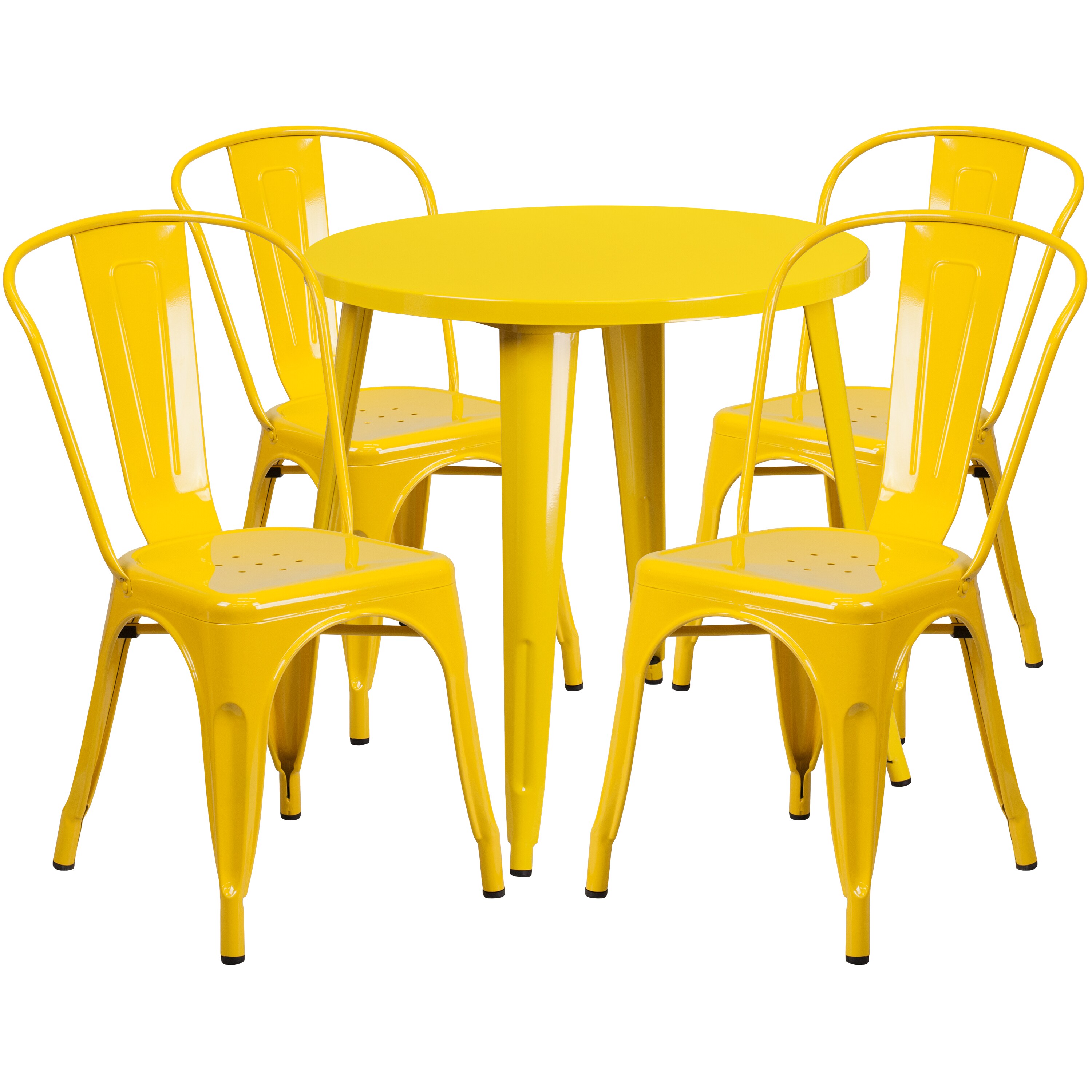 yellow round dining table