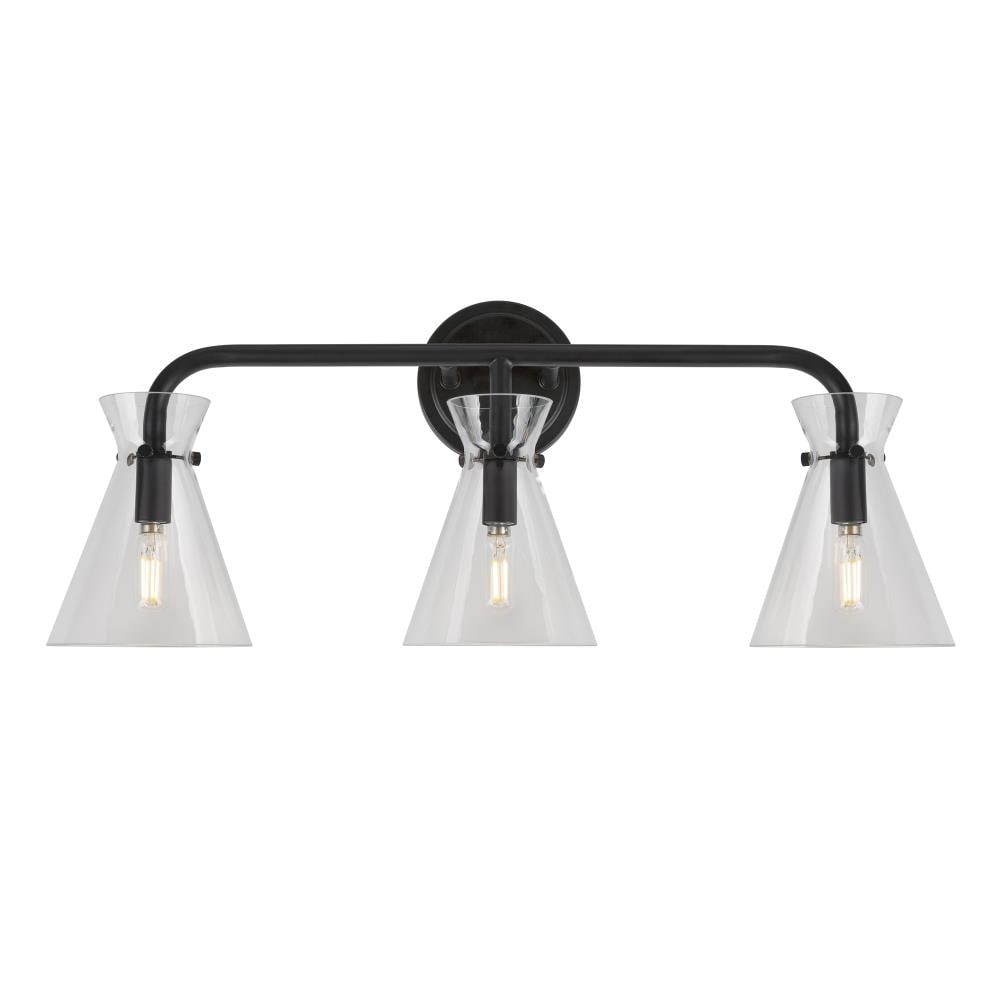 Forte Lighting 5733-03-04 Beaker 25.5-in 3 -Light Matte Black Modern/contemporary Vanity light