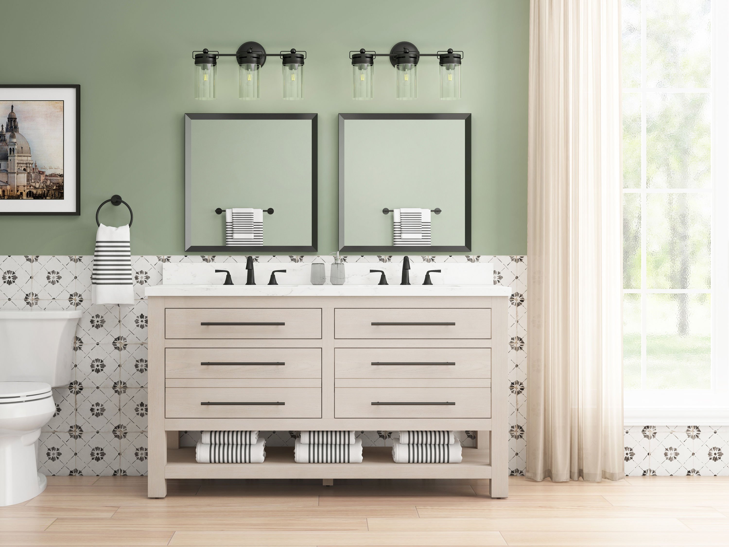 Shop allen + roth Kennilton Wood Open Shelf Vanity Bathroom Collection at