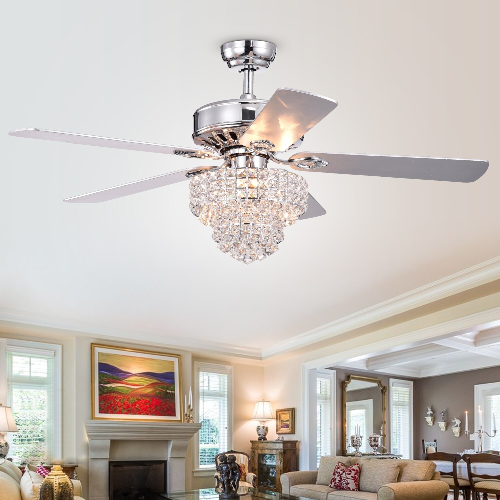 Home Accessories Inc 52-in Chrome Indoor Ceiling Fan with Light and ...