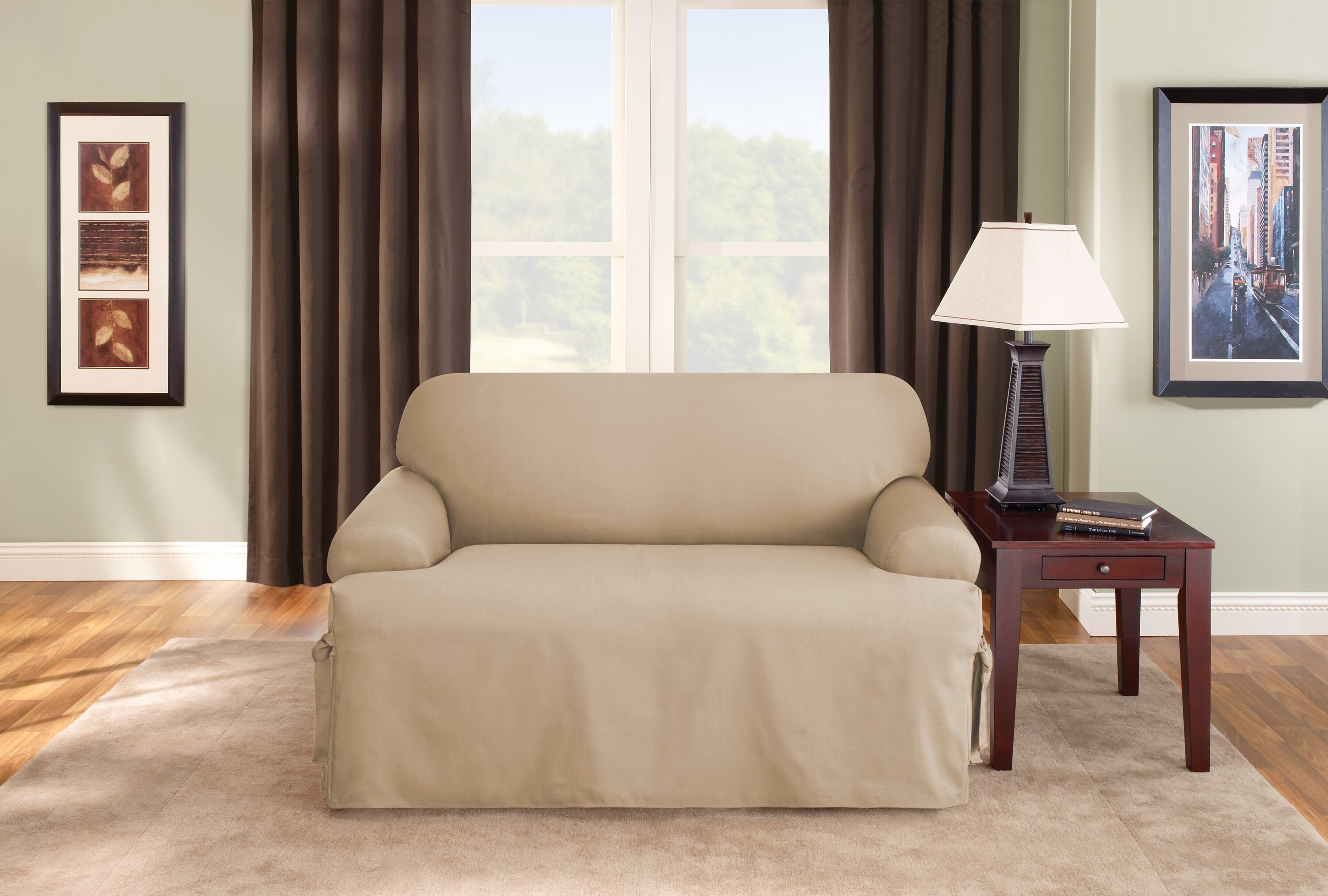 SureFit SF48439 Tan Duck (canvas) Loveseat Slipcover 73-Inches W x 11.25-Inches H x 40-Inches D