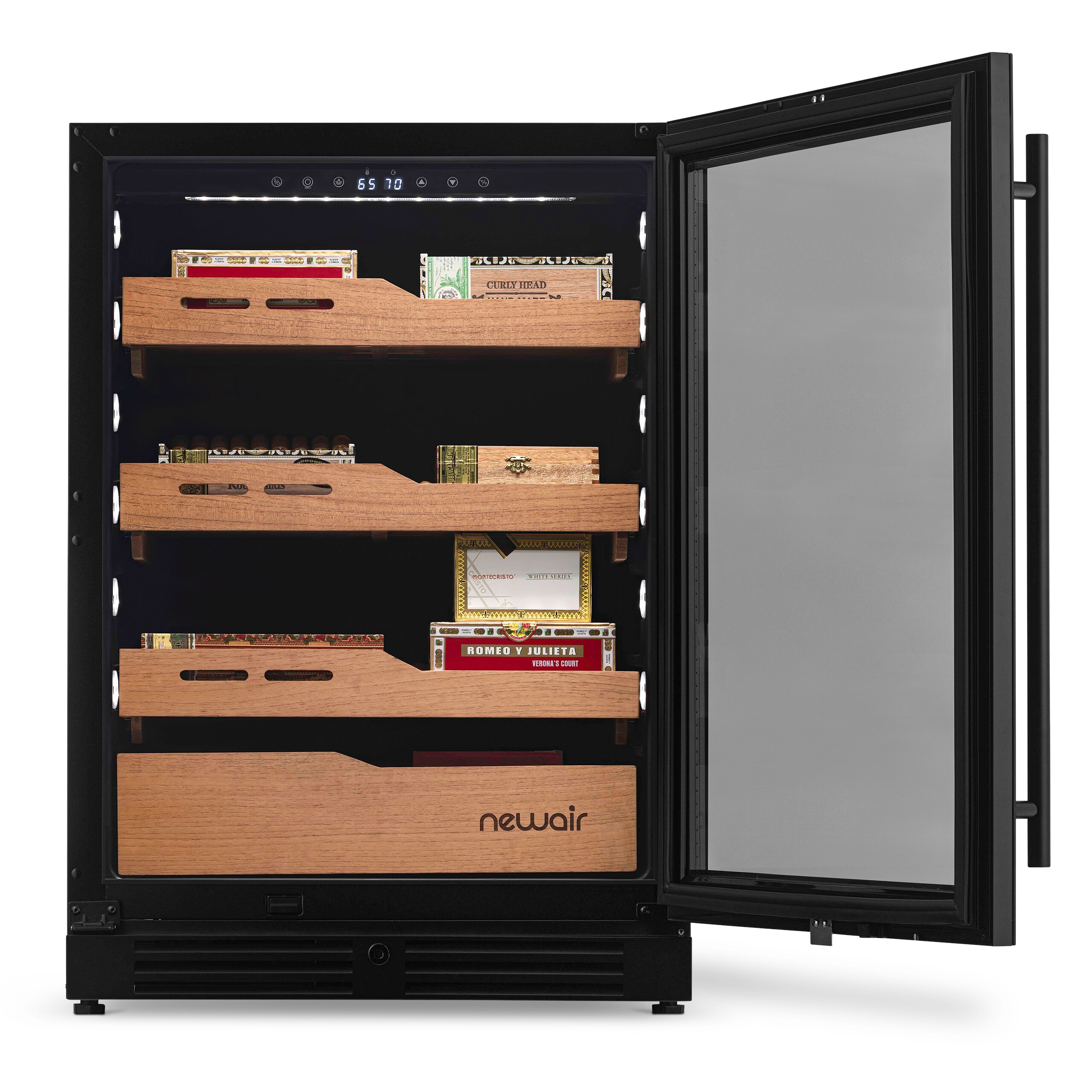 Schmecke 27.1-in x 13.5-in x 17.7-in Stainless Steel Freestanding Cabinet Humidor (Holds 250)