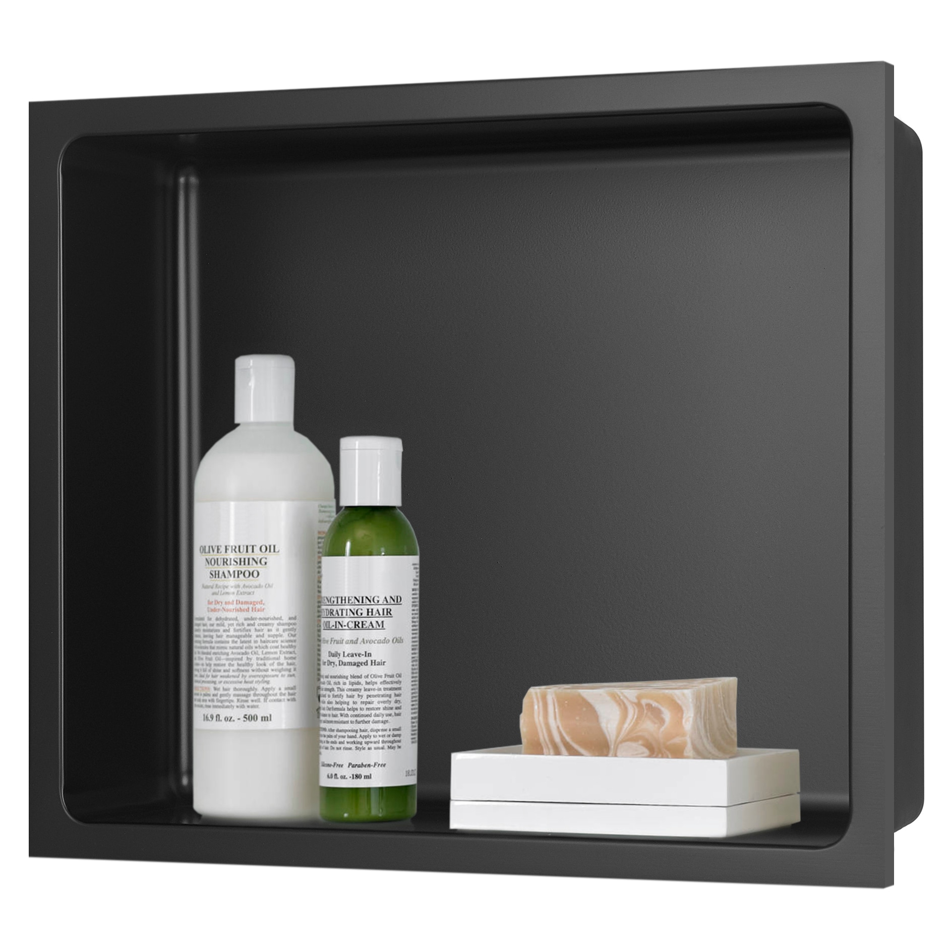 AKDY SN006-2 14-in x 12-in Matte Black Stainless Rectangular Shower Niche